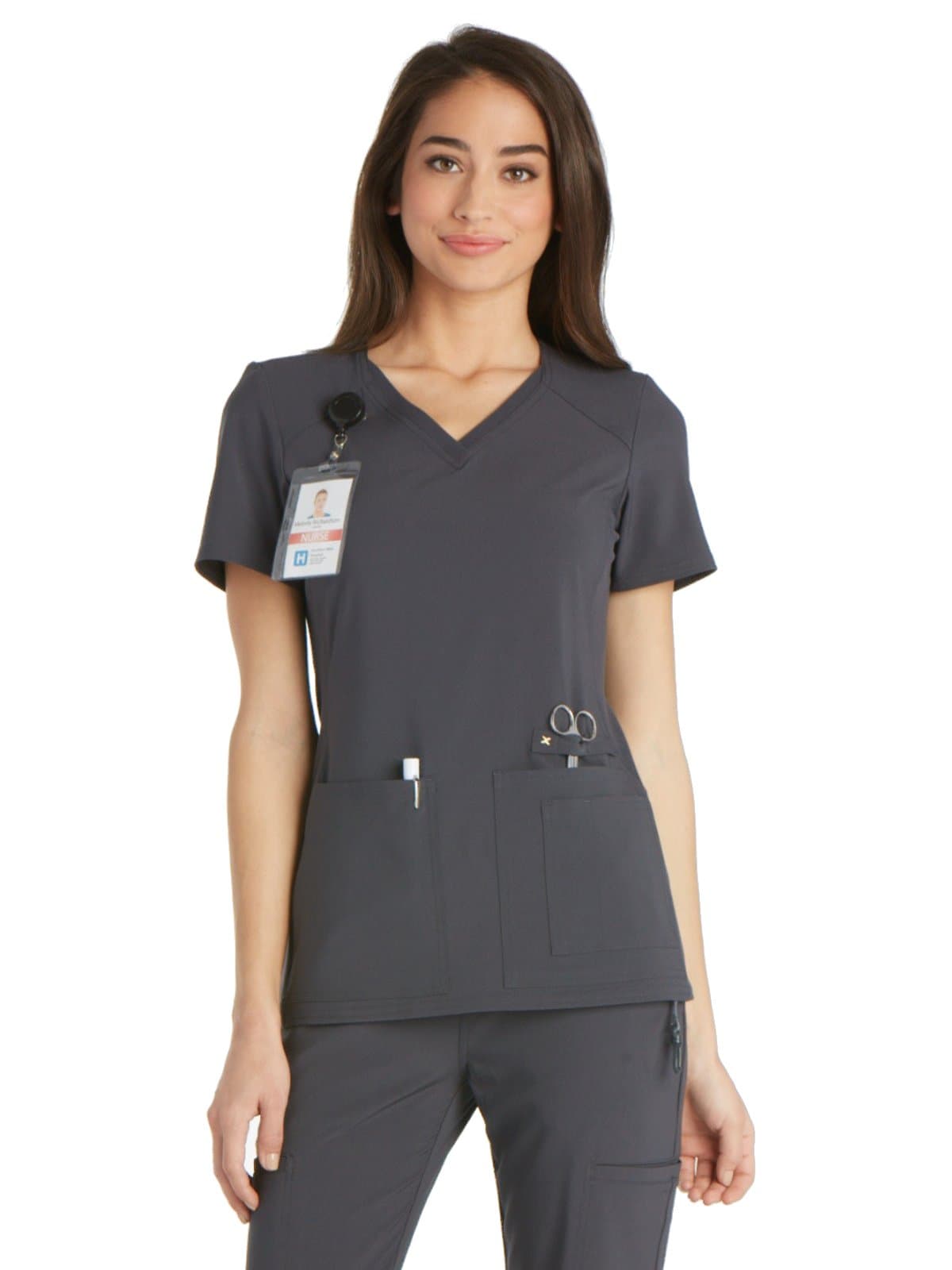 Women's Medical Scrub Top Iflex V-Neck Knit Panel Top - CK605