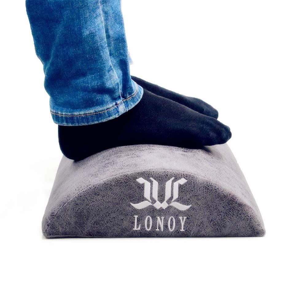 Ergonomic Foot Rest Under Desk,Premium Leathaire Soft Foam Footrest for Desk,The Most Durable Materials Desk Foot Rest for Office,Home,Travel,Most Comfortable Foot Stool Rocker.(Gray)