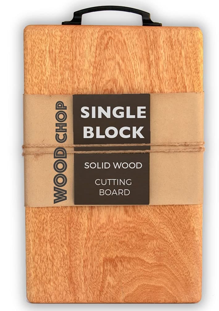Wood Chop Anti-Bacterial Single Solid Block Wooden Mango Wood Cutting Board | Metal Handle | 15 x 9 x 1 Inches (Large) | Durable & Handcrafted | Kitchen Prep & Meal Prep - 1 Year Warranty