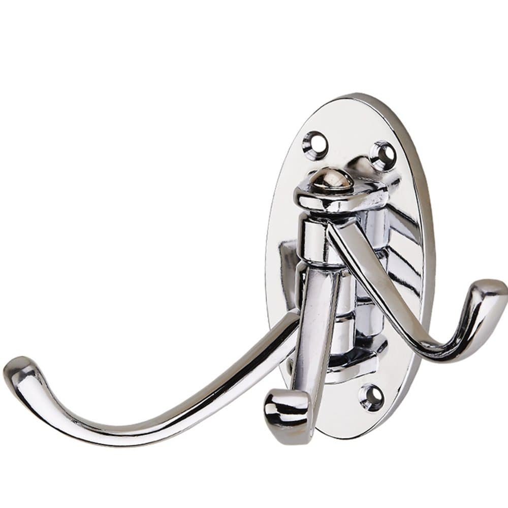 Clavi 180 Degree Swivel Bath Towel Hooks for Bathroom Heavy Duty Wall Mounted Decorative Coat Hooks Hanger for Hanging (Silver)