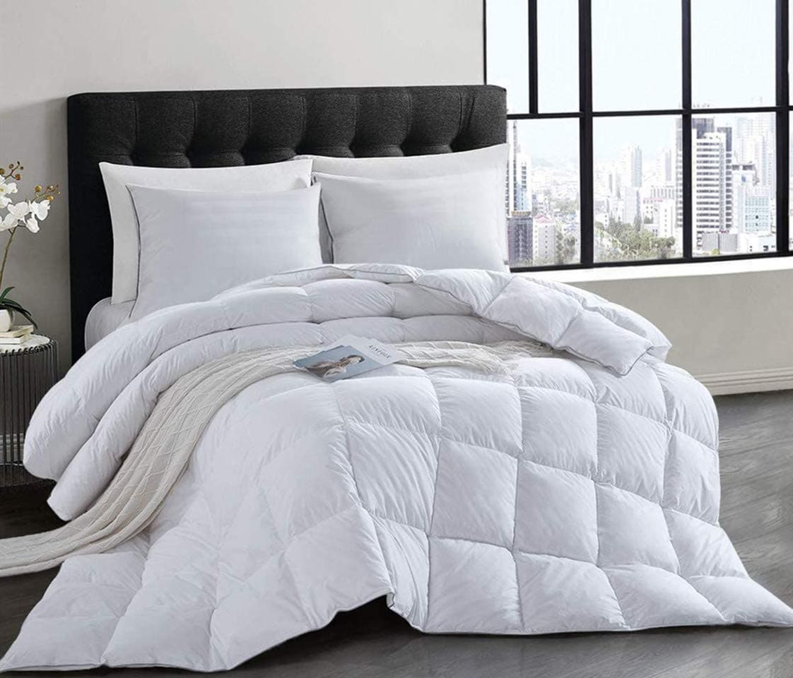 HOMBYS Natural White Goose Down Duvet King Size 10.5 Tog All Seasons Duvet Insert Classic Quilt Hypoallergenic 100% Cotton Shell Down Proof (10.5Tog, King)