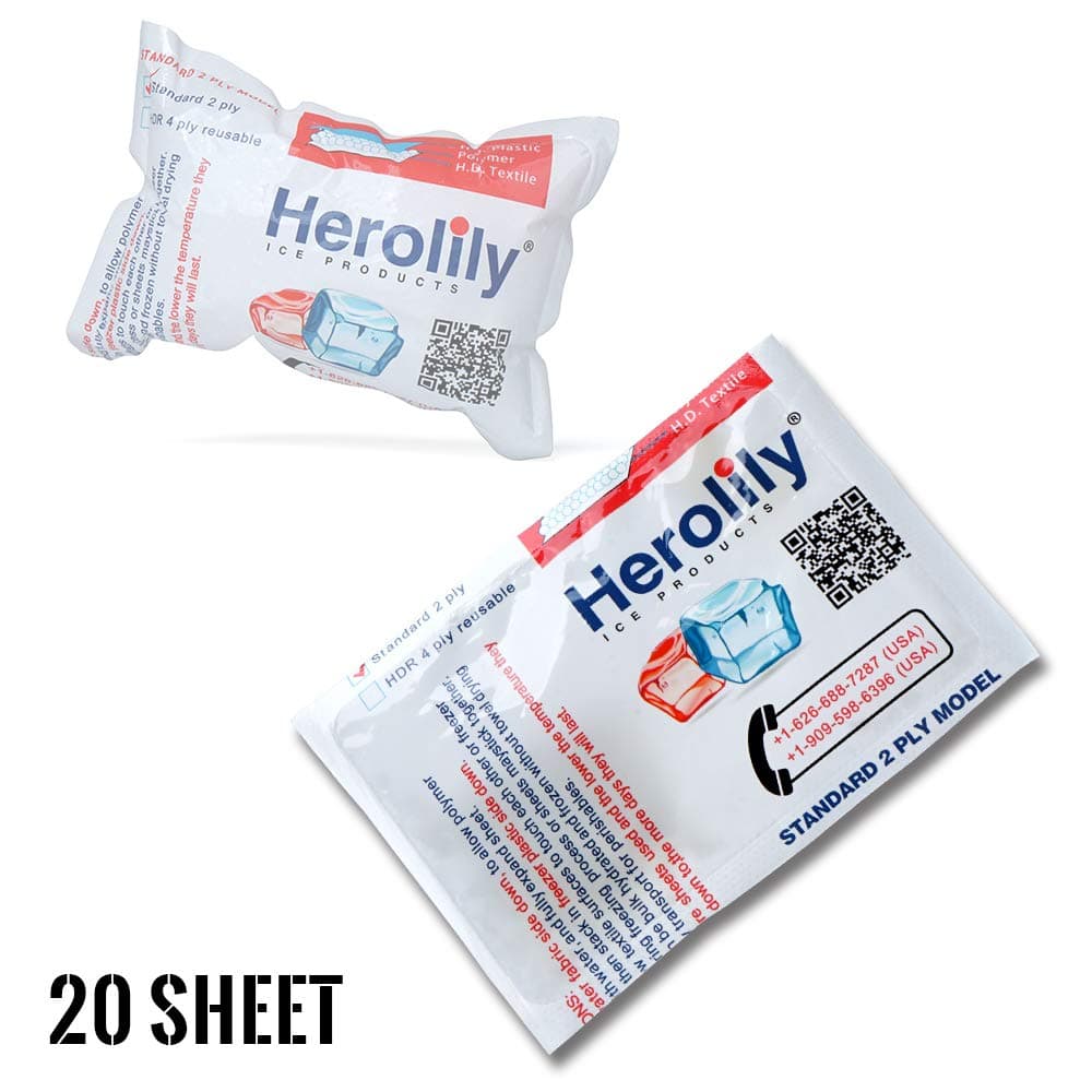 HEROLILY Reusable (HDR) Heat & Ice Sheets, Extreme Freeze, 2 ply Refreezable Techni Ice HDR Packs,Microwave,Non Toxic, for Coolers, Food, Hiking Camping Outdoor Food and Heat Pain Relif