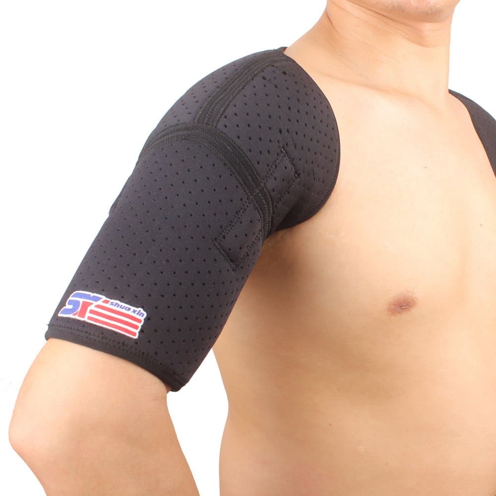 Artans(TM)New Neoprene Gym Sports Magnetic Double Shoulder Brace Support Strap Wrap Injury Guard Back Belt Band Pad SX640 Black