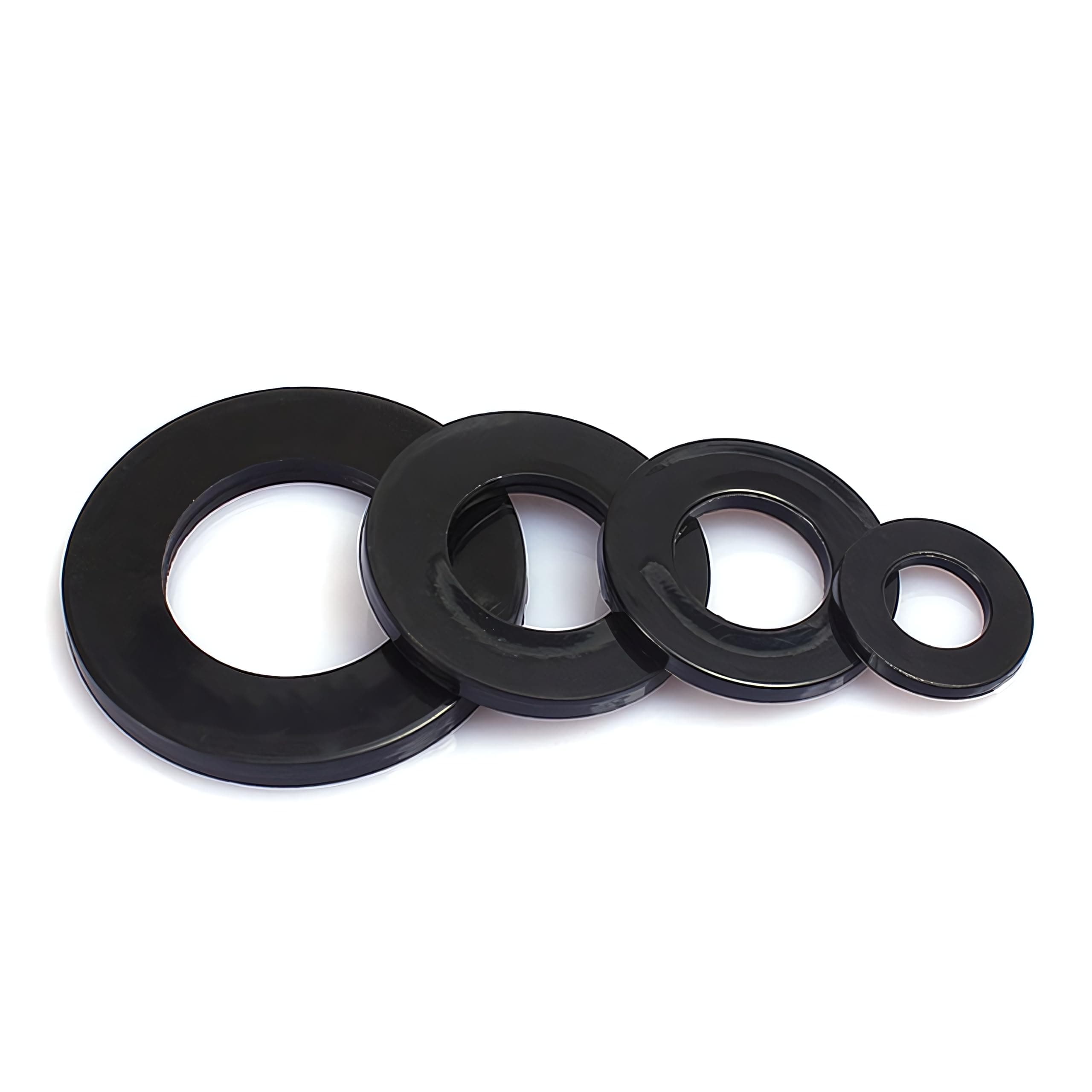 NACX 500Pcs Black Nylon Plastic Round Flat Washer Gasket Spacer Fastener M5 x 10mm x 1mm