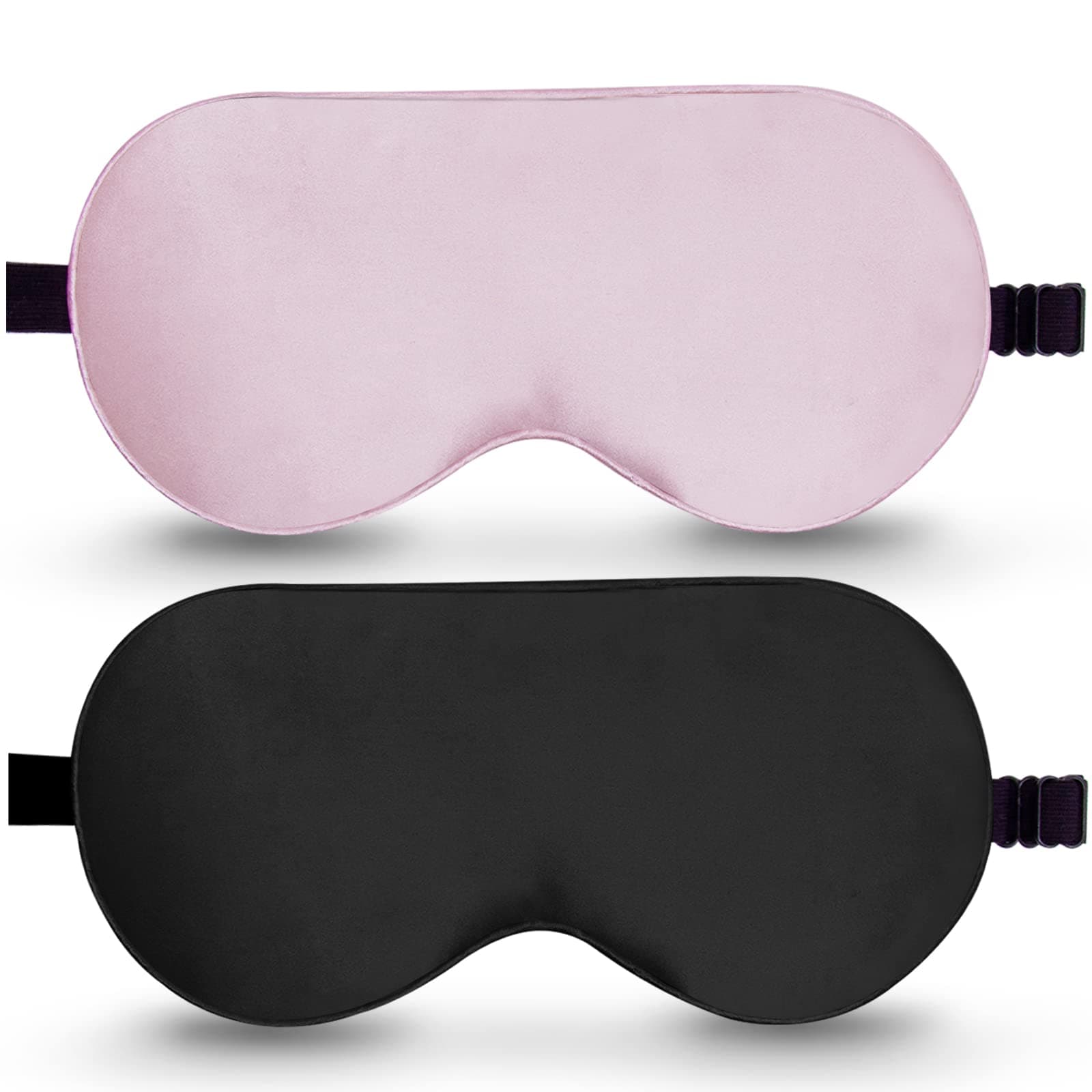 Sleep Mask, 2 Pack 100% Real Natural Pure Silk Eye Masks with Adjustable Strap for Sleeping, Mulberry Silk Eye Sleep Shade Cover, Block Light Reduces Puffy Eyes Traveling Gifts