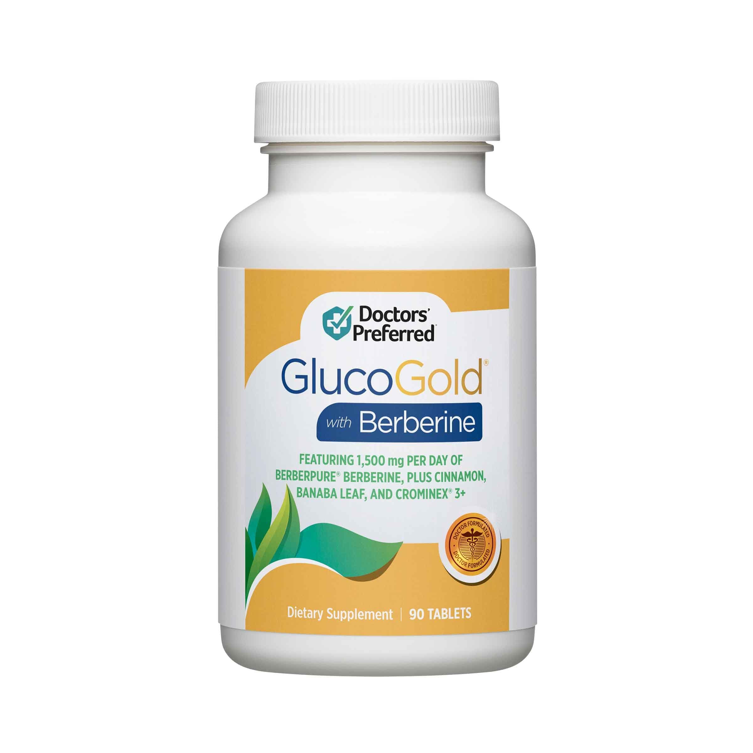 GlucoGold with Berberine, Concentrated Cinnamon, Chromium, Banaba Leaf Extract (90 Tablets)