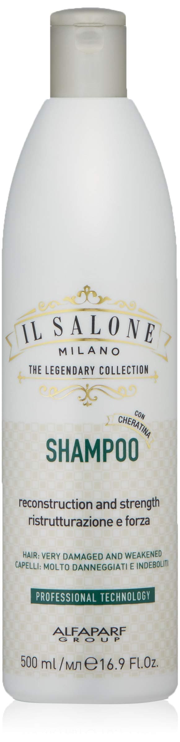 Il Salone Milano Professional Keratin Shampoo for Very Damaged Hair - Reconstruction, Strengthen and Repair - Premium Quality - 16.91 Fl. Oz / 500ml