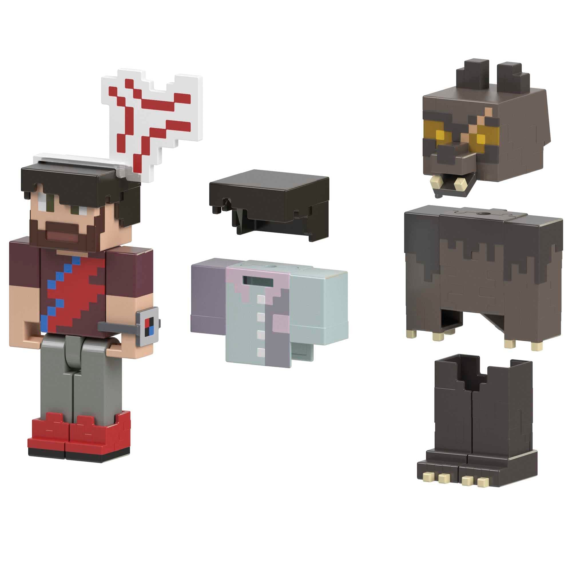 Mattel Minecraft Minecraft Game, Rougarou and Anger Vein, Creator Series Action Figures and Accessories Expansion Pack, 3.25-inch Collectible Gift for Kids, HNW10,Black