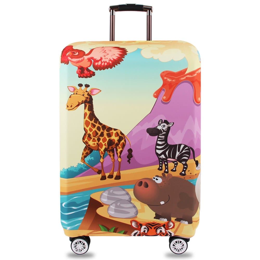 Washable Travel Luggage Cover Funny Cartoon Suitcase Protector Fits 18-32 Inch (L(25"-28" luggage), Animal)