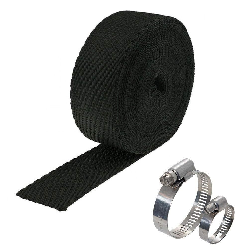 AllExtreme EXSWBB1 Bike Exhaust Universal Silencer Wrap Heat Shield Protector with Clip Compatible for Royal Enfield Classic Electra Standard Bullet (Black, 3 Mtr)