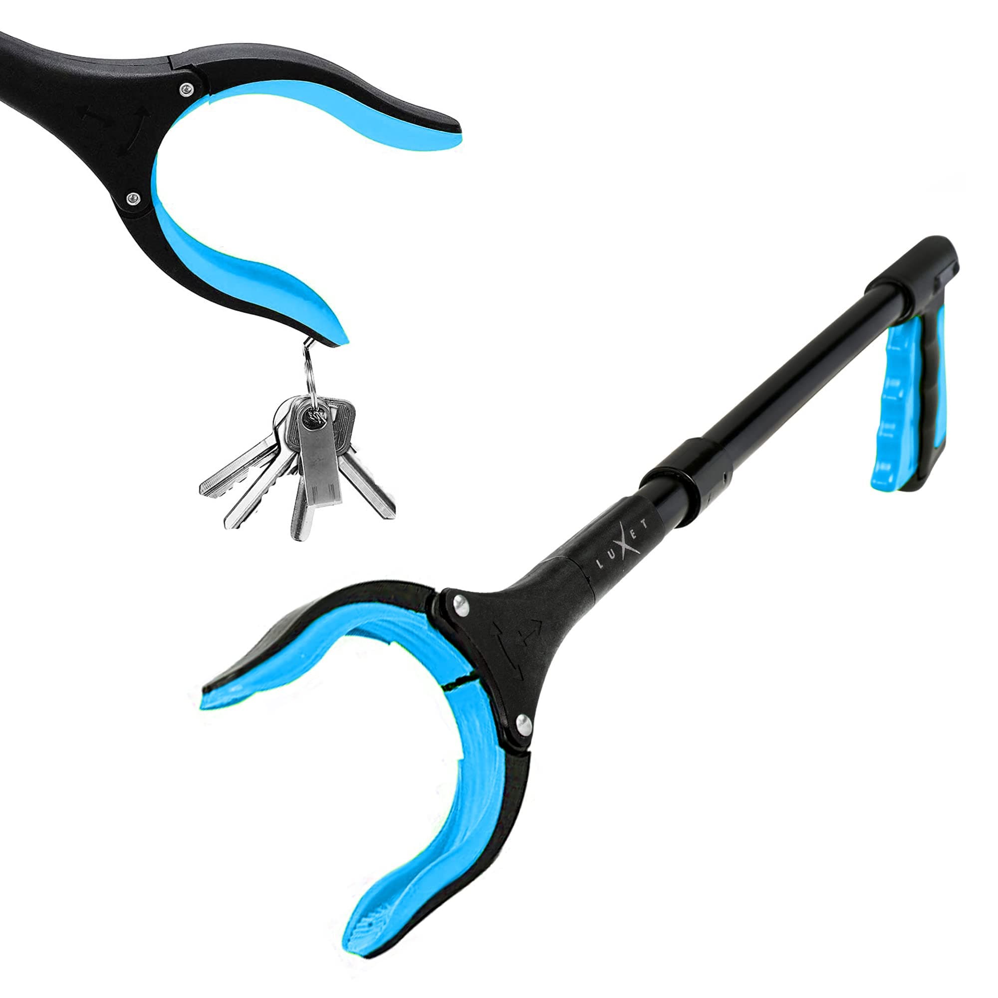 Luxet Grabber Tool 19" Aluminum Magnetic Claw, Rotating Lightweight Foldable Reacher Grabber Pickup Tool, Gripper Grabbers for Elderly Grab it Reaching Tool Trash Picker Grabber, Blue,