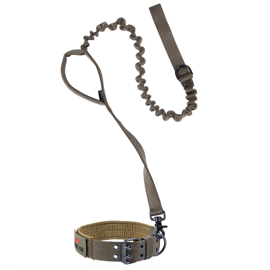 JiePai Military Dog Collar and Tactical Bungee Dog Leash Adjustable Nylon k9 Tactical Dog Collar Leash with D-Ring & Buckle for Medium Large Dogs