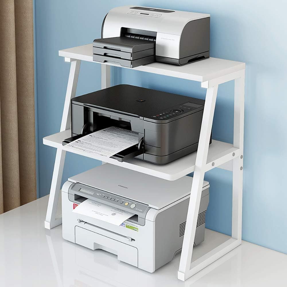 Printer Stand,Printer Stand Table Shelf Cabinet Desk with Storage Office Home Desktop Under Desk Printer Stand Office Furniture for Small Space (White)