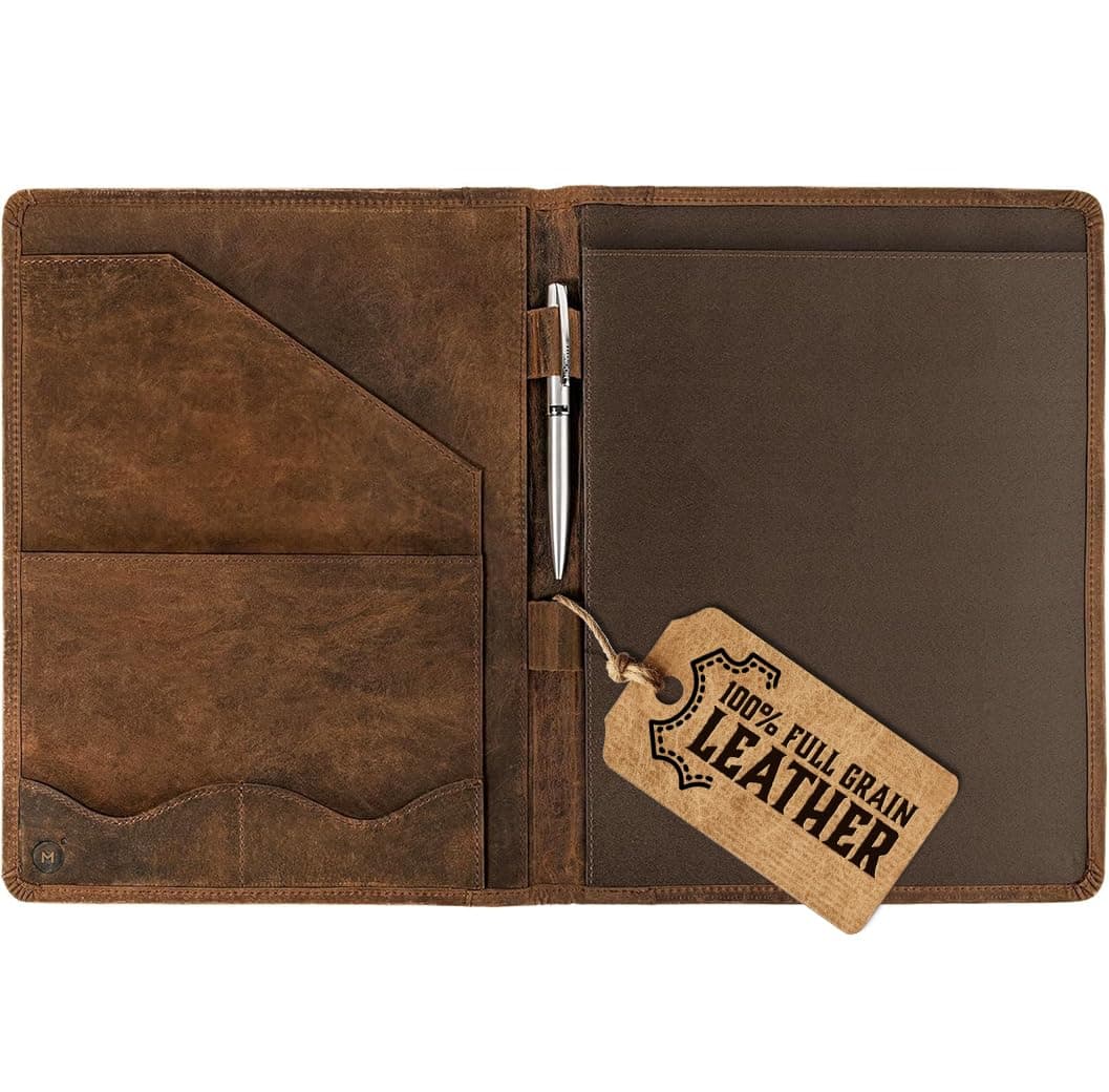 Leather Portfolio Professional Organizer Padfolio – Resume Folder with Luxury Pen, Stylish Document Folio for Letter Size Writing Pad with Business Card Holder, Ideal Gift Portfolios for Men and Women