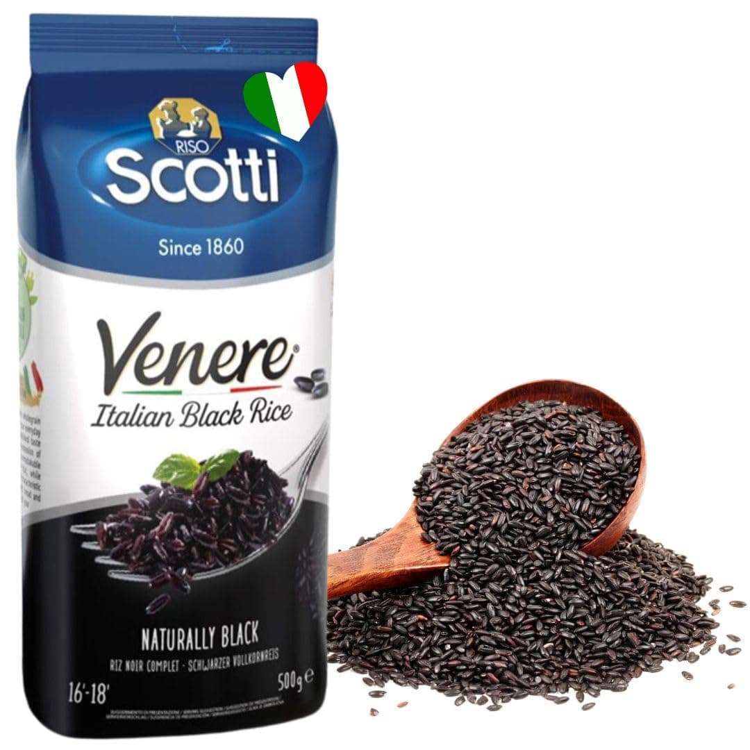 Black Grain Rice, 1.1 lbs (500g), Product of Italy, Riso Scotti, Venere, Premium Quality Whole Grain Rice, Wheat Free, Ancient Whole Wild Grain, (500 g (1.1 lbs),