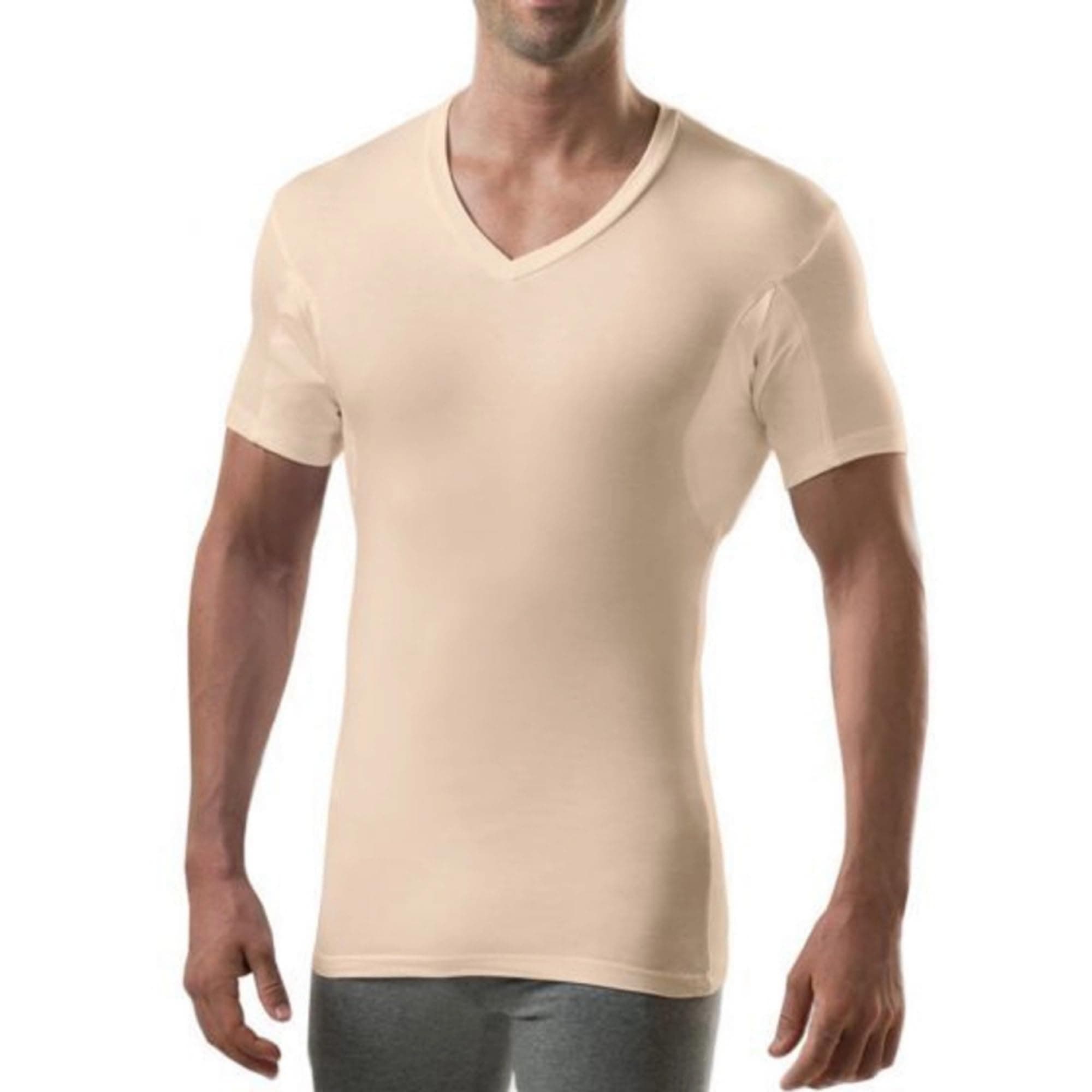 Men's Sweatproof Undershirt | Slim Fit V Neck T-Shirt with Underarm Sweat Pads | Aluminum-Free Alternative