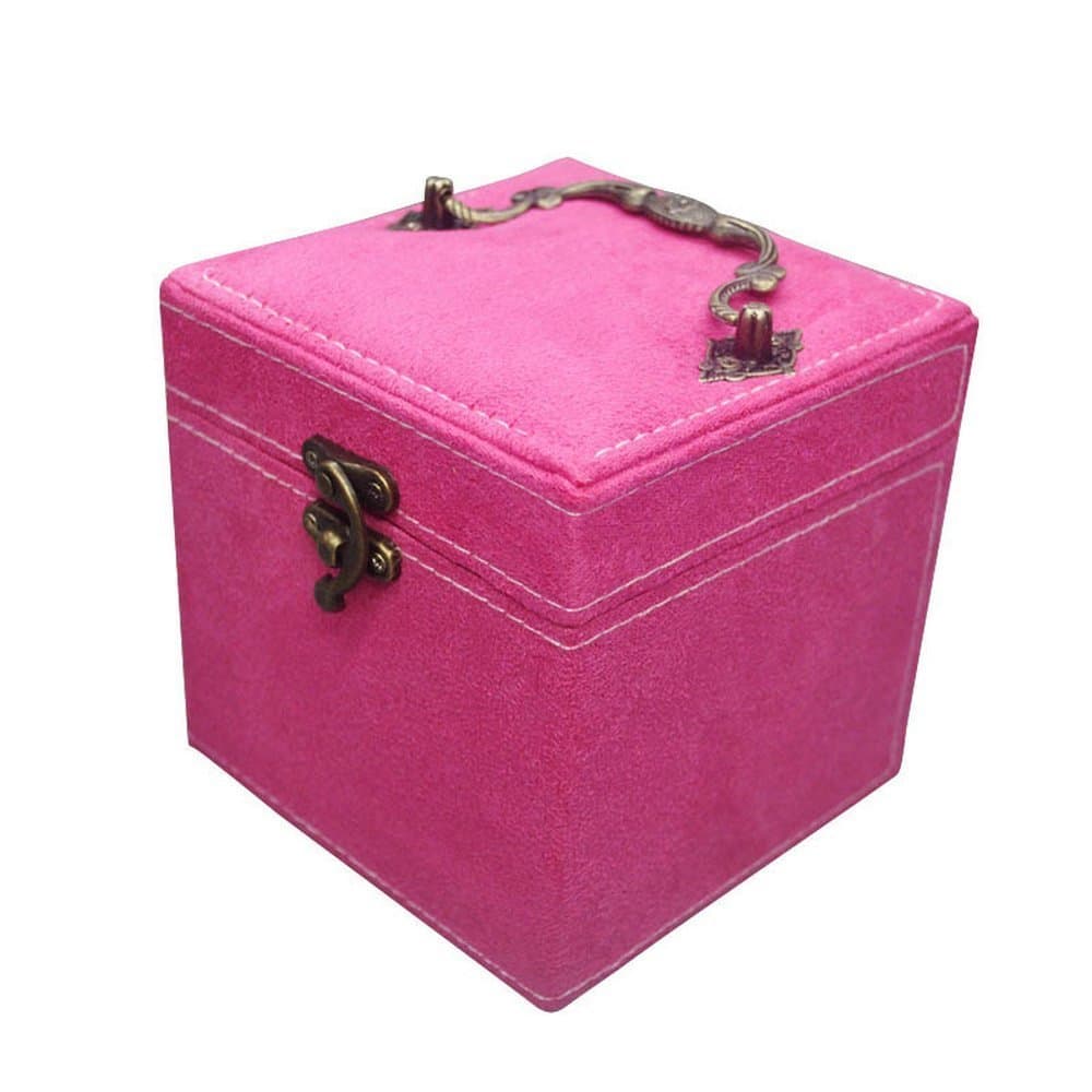 Jewelry Box Organizer,Xzeit Three-Layer Lint Jewelry Box with Lock and Mirror Rose