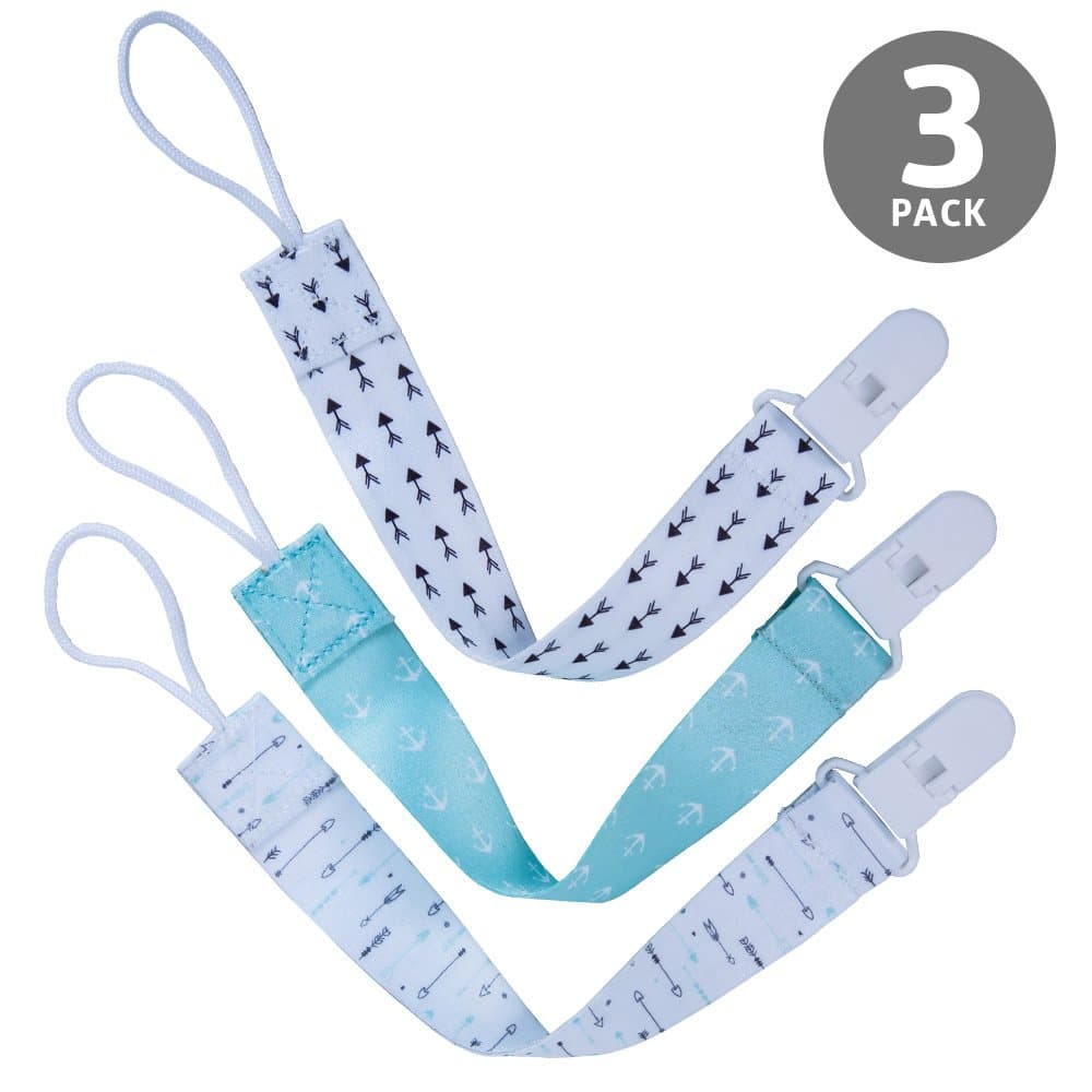 Deblan Pacifier Clip, 3 Unique Modern Design for Girls and Boys, Fits All Pacifiers and Teething Soother Styles