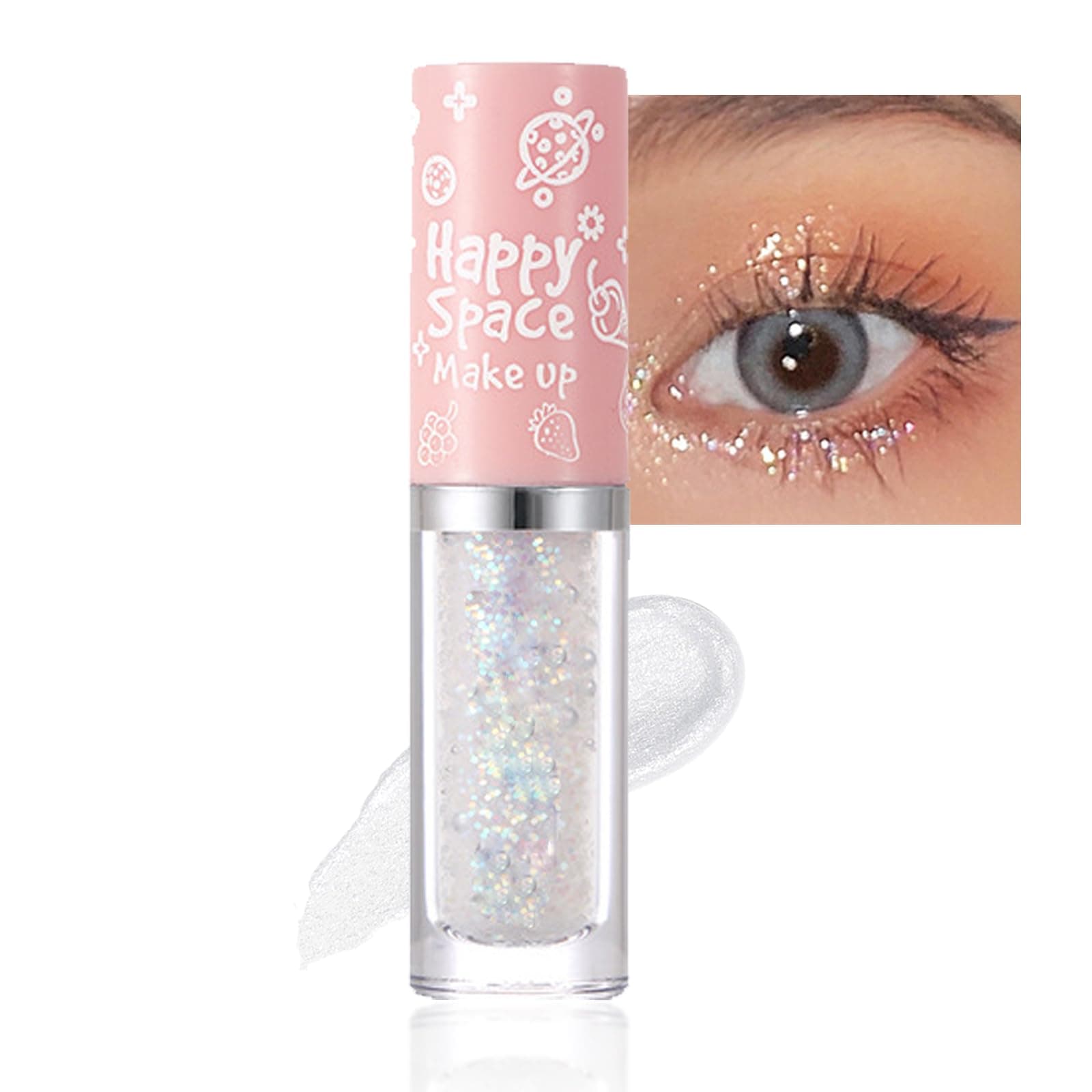 Liquid Glitter Eyeshadow, Shimmer Diamond Eye Shadow Waterproof Long Lasting Eye Shadows, Highly Pigmented Sparkly Liquid Eyeliner, Quick Drying Blendable Eyes Makeup for Women