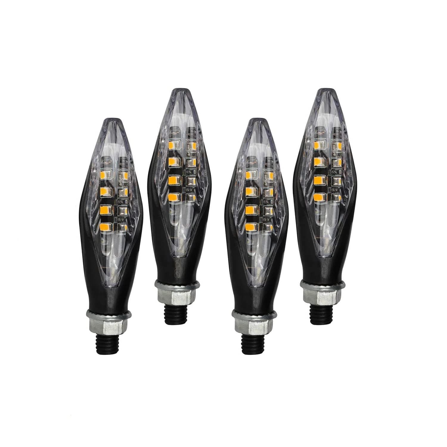 Pivalo PVTSLB4 Shark Style LED Side Indicator Light Universal Front Rear Turn Signal Lamp Waterproof Daytime Running Blinker for Bikes and Motorcycle (Blue & Yellow, 4 PCS)