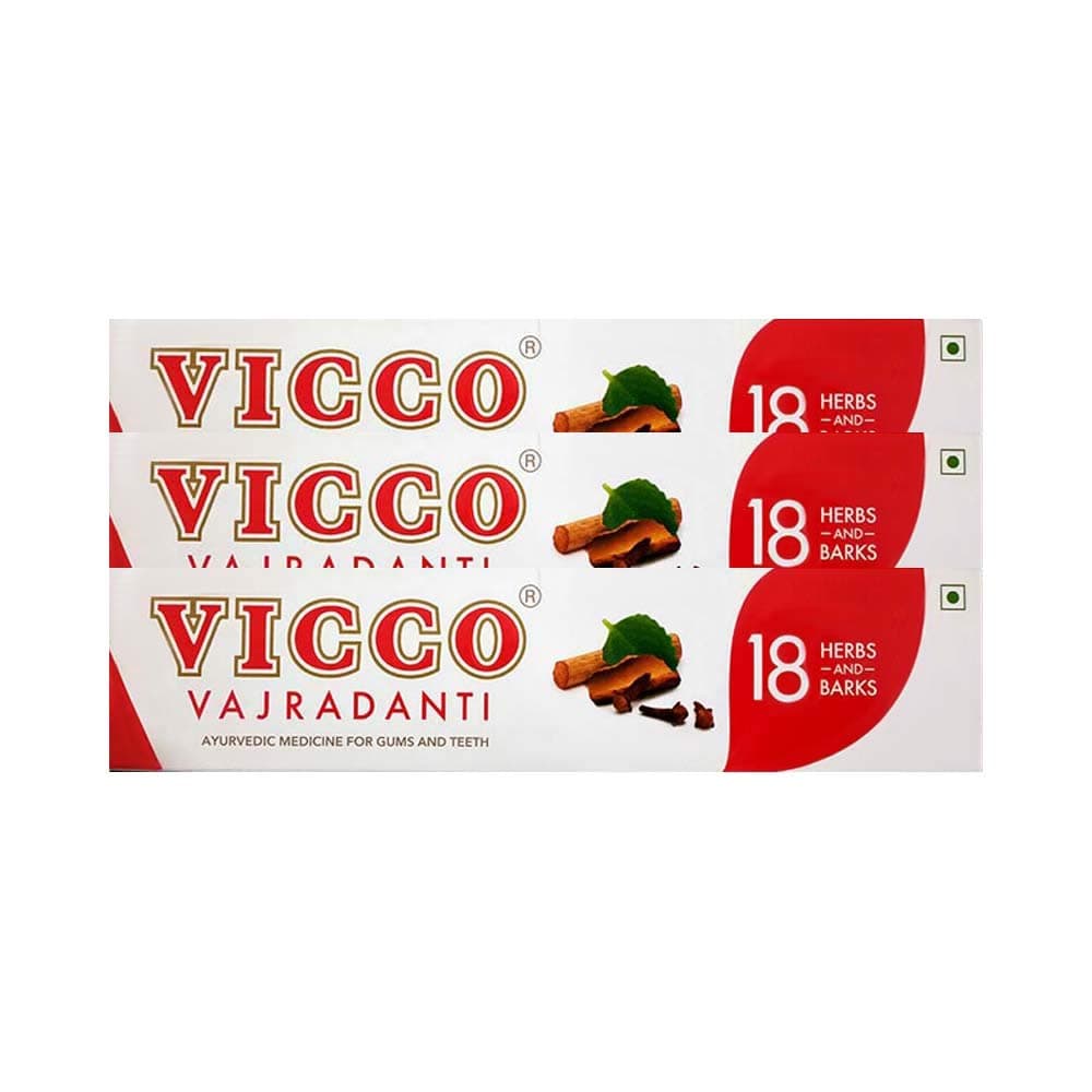 Vicco Vajradanti Ayurvedic Toothpaste for Strong Teeth and Gums 200 grams 3-pack (3 x 200 g)(Ship from India)