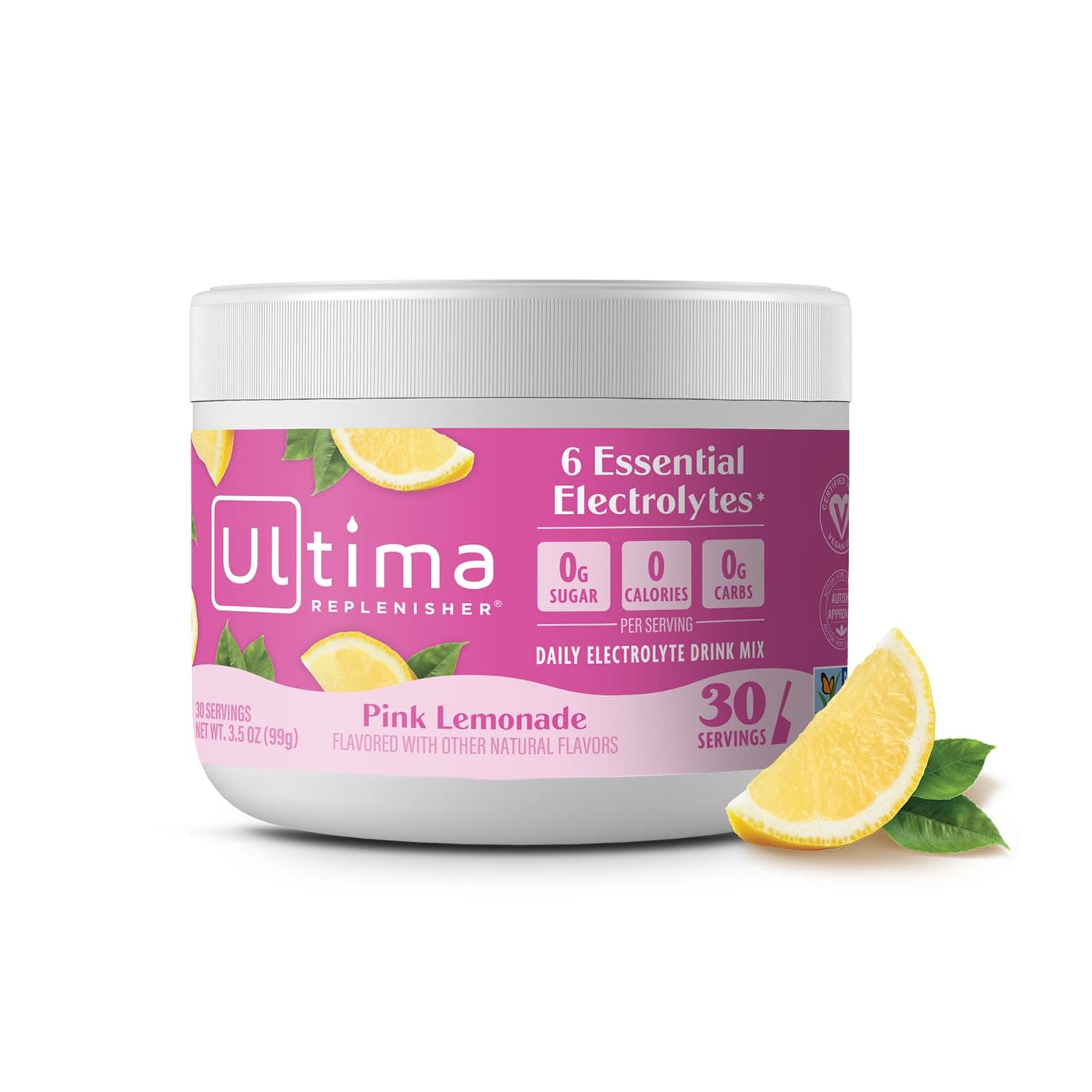 Ultima Replenisher Hydration Electrolyte Powder- 30 Servings- Keto & Sugar Free- Feel Replenished, Revitalized- Naturally Sweetened- Non- GMO & Vegan Electrolyte Drink Mix- Pink Lemonade
