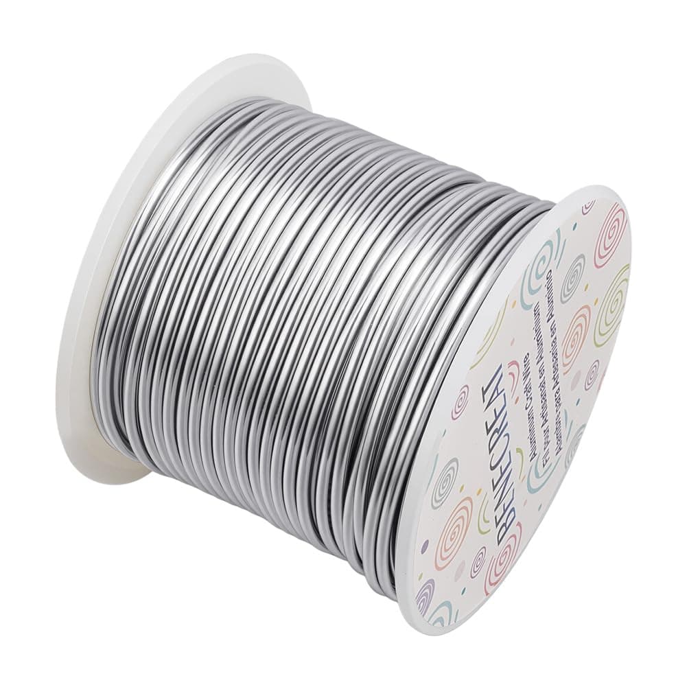 BENECREAT 12 17 18 Guage Aluminum Wire (12 Gauge 100FT) Silver Anodized Jewelry Craft Wire for Beading Floral Making, Jewelry Sculpting Model Making