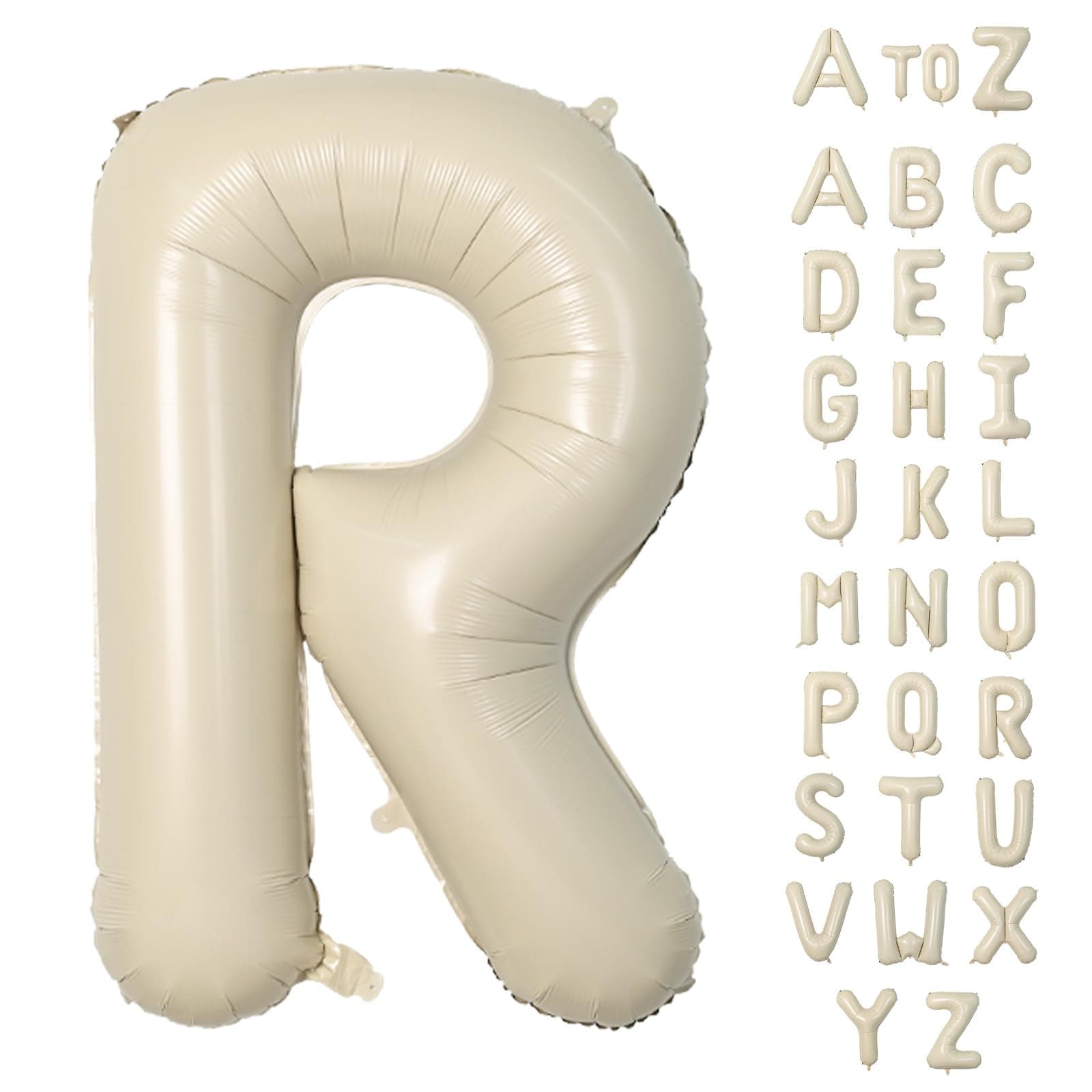 Biapian 40 Inch Letter R Balloons, Giant Cream R Foil Balloon, Big Single Alphabet A-Z Balloons, Beige Large Aluminum R Balloons Helium for Birthday, Baby Shower, Wedding, Anniversary Party Decoration
