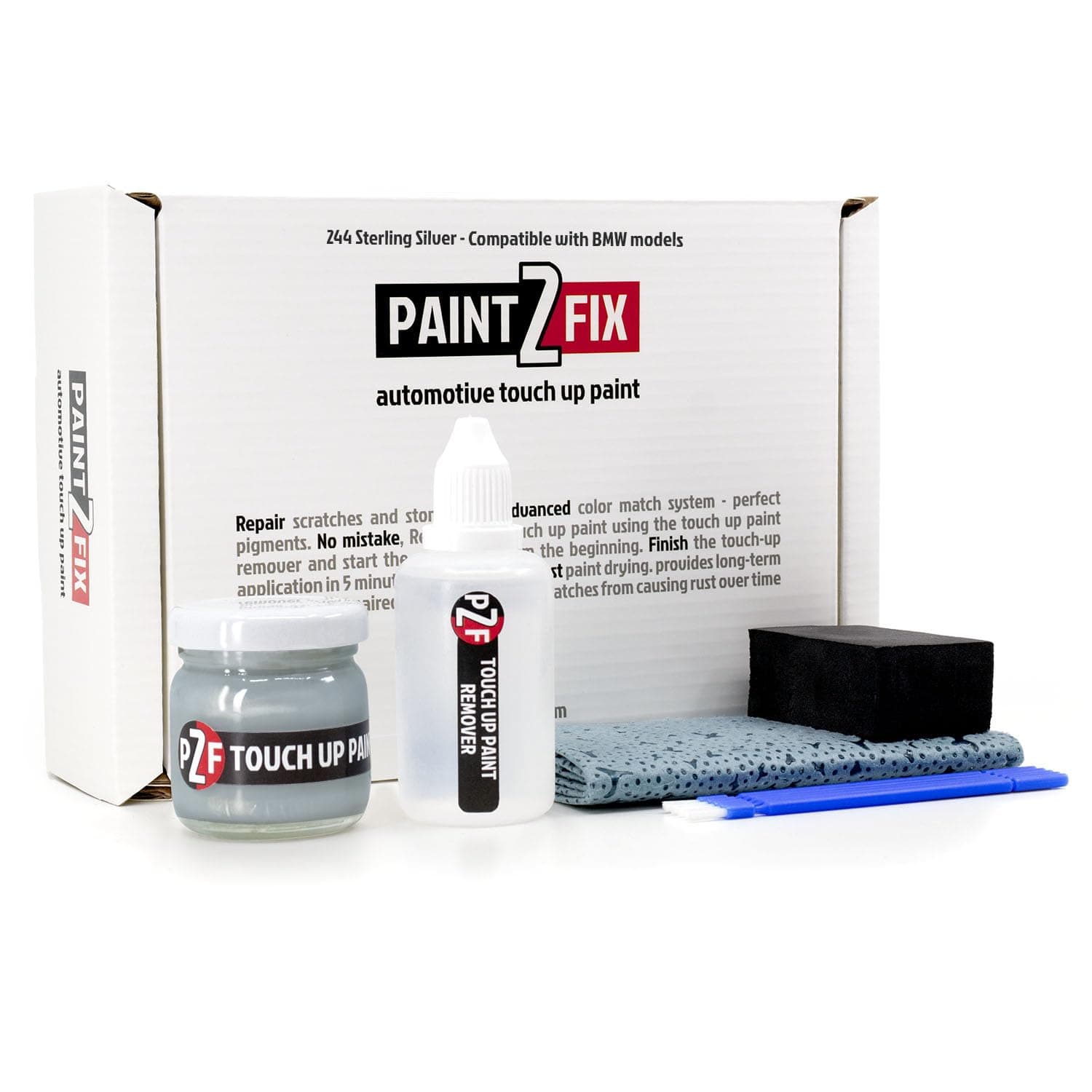 PAINT2FIX Sterling Silver 244 Touch Up Paint and Paint Scratch Repair for BMW - Exact Match Guarantee - Bronze Pack