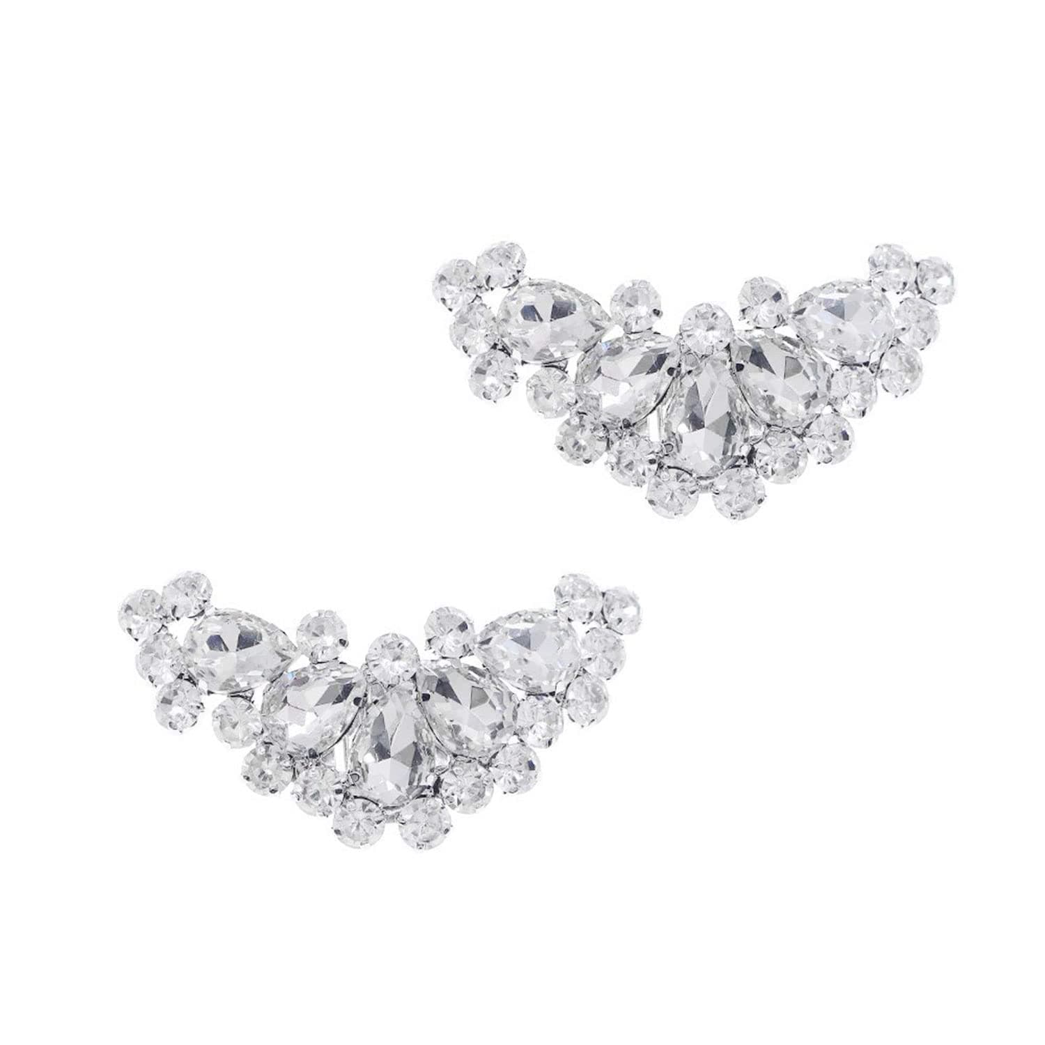 Crystal Shoe Clips - 2 Pcs Silver Rhinestone Buckles, Jewelry Accessories for Women, Girls, Wedding, Prom, Party, High Heels
