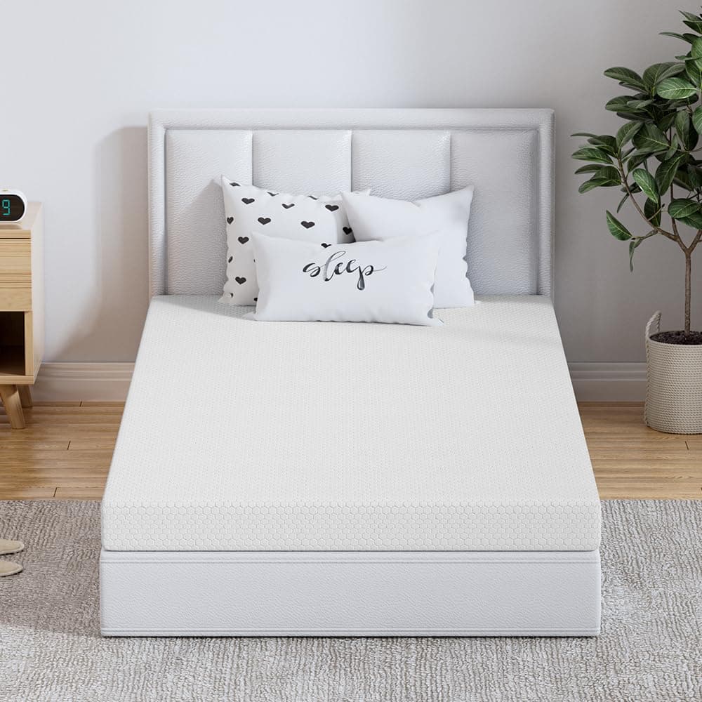 Gwydre Foam Single Mattress,High Density Ventilated Foam Bed Mattress,with Removable & Washable Non-slip Cover (190x90x10)