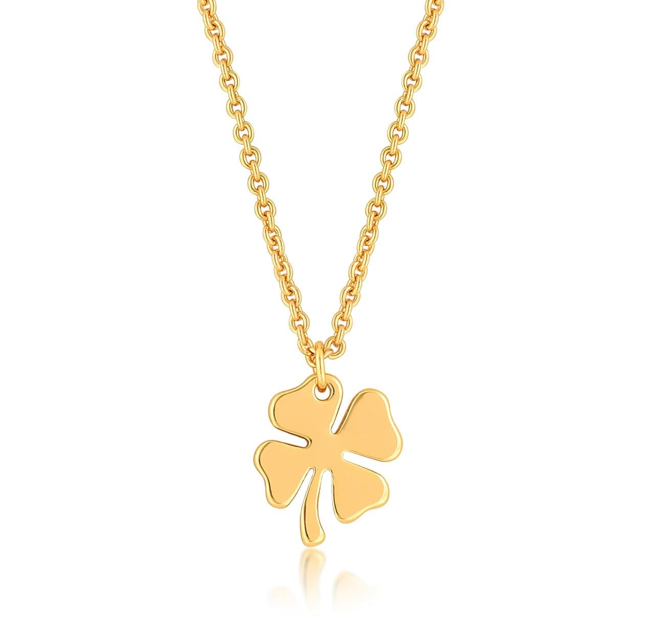 ESCALIE Four Leaf Clover Necklace, Clover Necklace Charm, 24K Gold Plated
