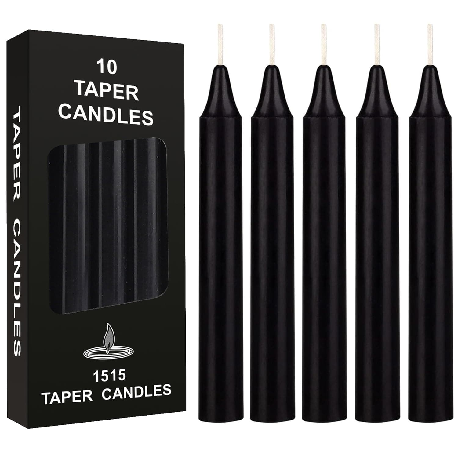 Black Candles Dinner Candles Tapered Candles, 10 Pcs Dripless Candle Sticks for Chimes, Congregation, Vigil Candlelight, Rituals, Party Home Decorations (Black)