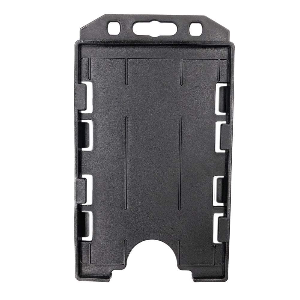 Fallen One 10 Pack Double Sided ID Badge Holder Plastic ID Card Holder for Lanyard, Vertical, Black