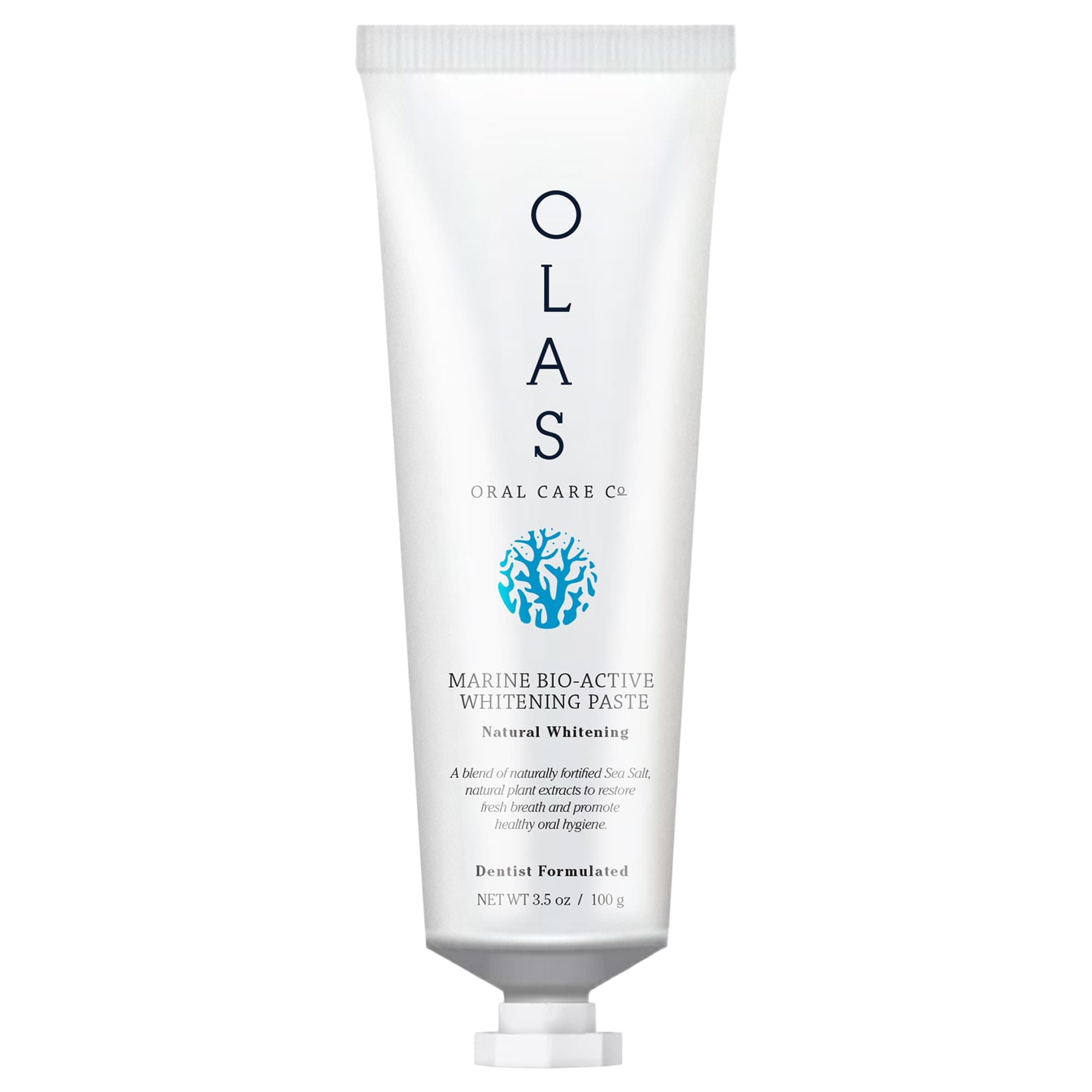 OLAS Marine Bio-Active Toothpaste - Whitening, Fluoride Free Toothpaste - Promote a Healthy Oral Microbiome & Natural Fresh Breath - SLS Free & Dentist Formulated Xylitol Toothpaste (3.5oz)