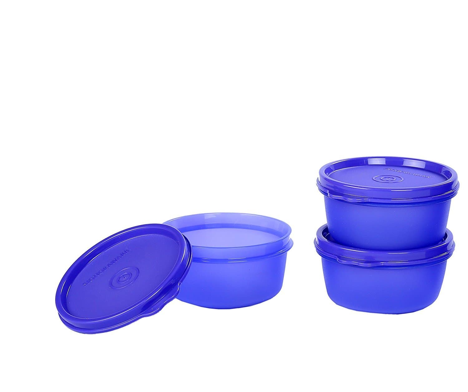 Signoraware Tiny Wonder Microwave Safe Re-Heatable Plastic Storage Containers, Food Grade BPA Free, Spill Proof Leak Free Container Box Set ( Set of 3 Boxes 200ml Each, Violet)