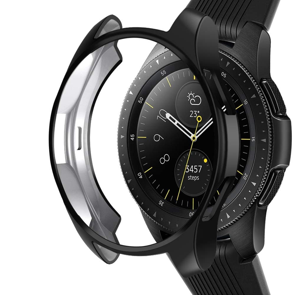 Case Compatible Samsung Galaxy Watch 42mm, NaHai TPU Slim Plated Case Shock-Proof Cover All-Around Protective Bumper Shell for Galaxy Watch 42mm SM-R810 Smartwatch, Black