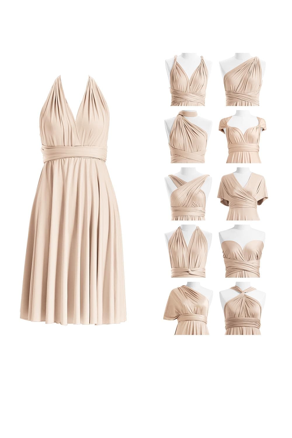 Short Infinity Bridesmaid Dresses Convertible Wrap Midi Multiway Dress