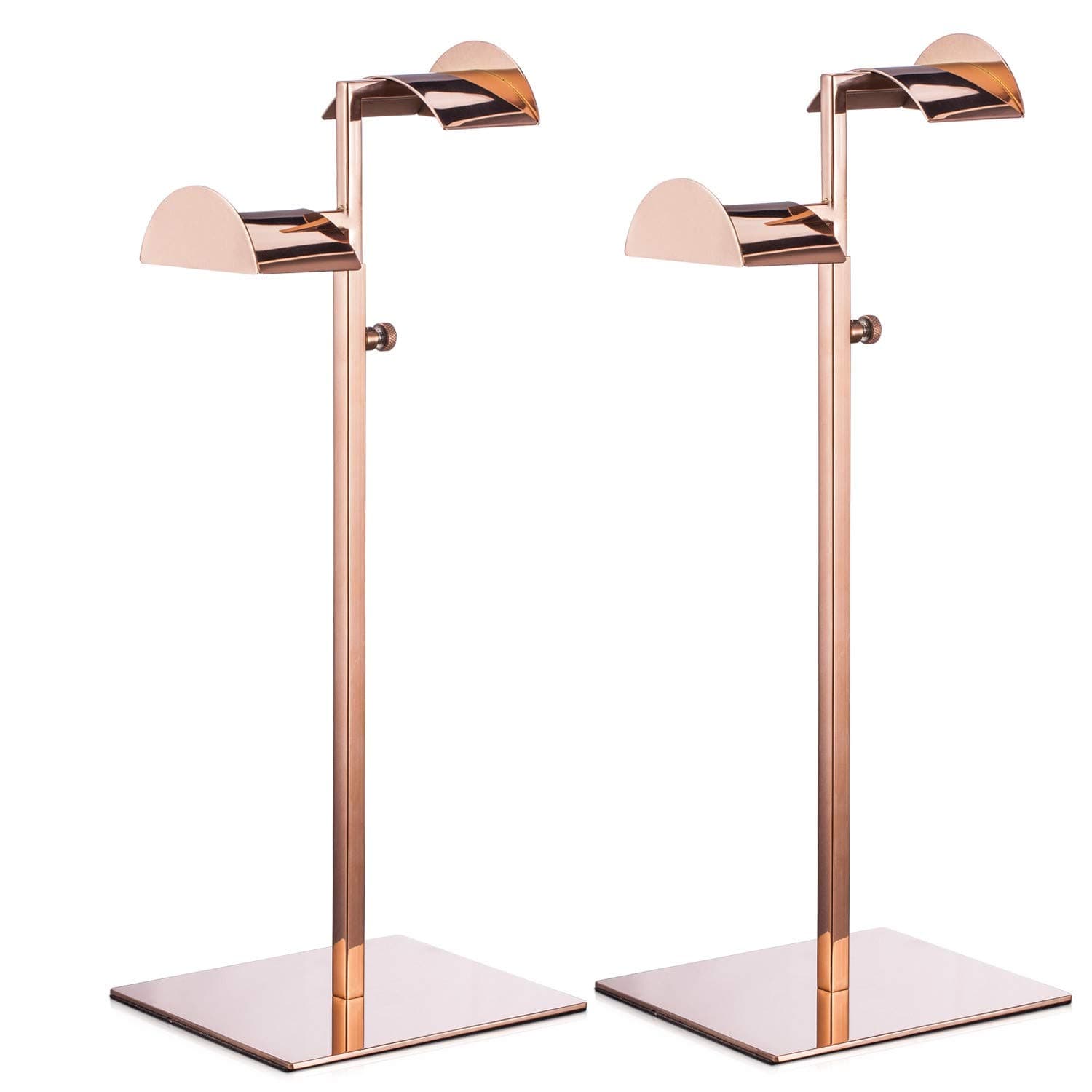 Polmart Countertop Adjustable Double Arm Handbag Purse Display Stand with Crescent Handles - Rose Gold (2 - Pack)