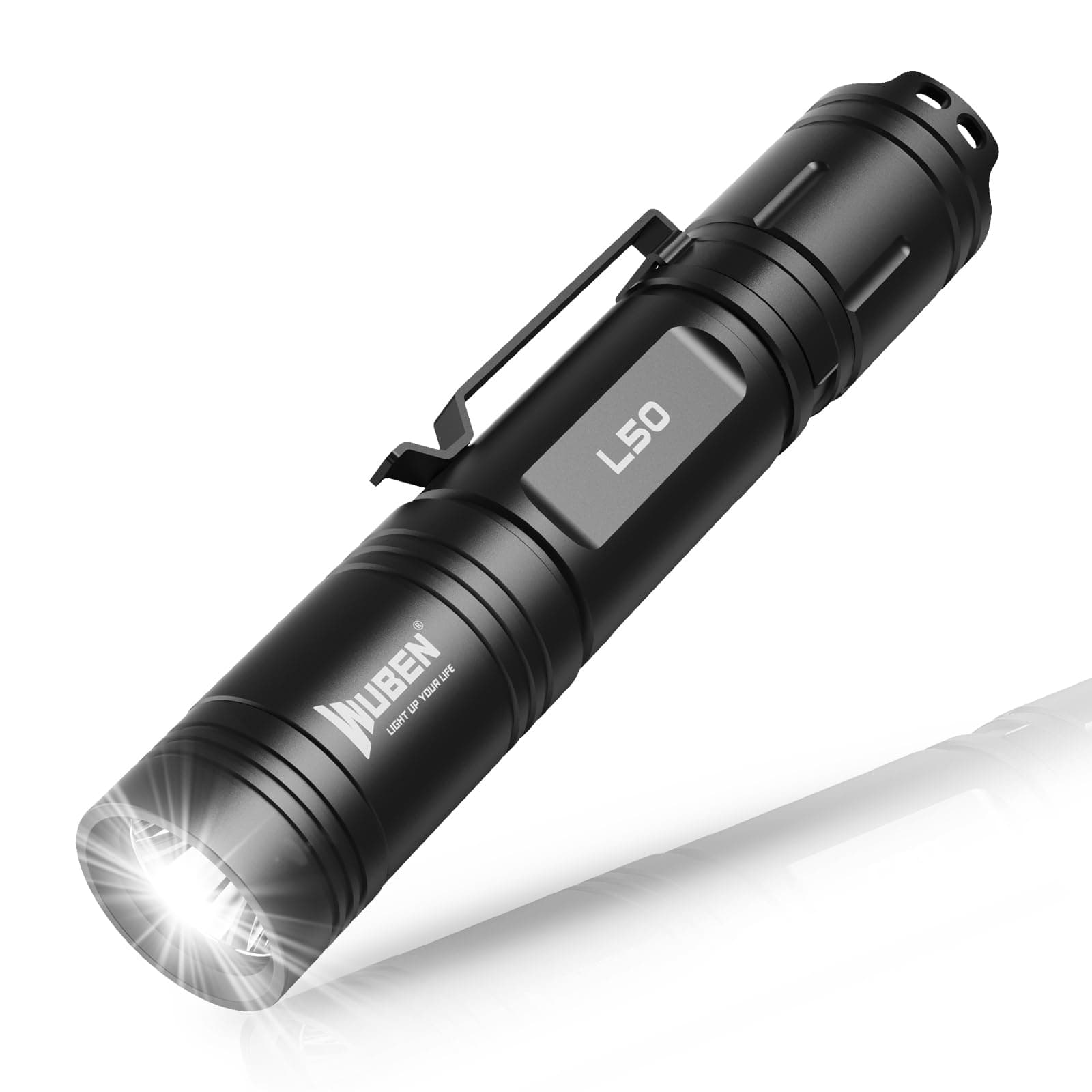 L50 Rechargeable Tactical Flashlights, 1200 Lumens, IP68 Waterproof, 5 Modes for Emergency, Rescue, Inspection, Hunting