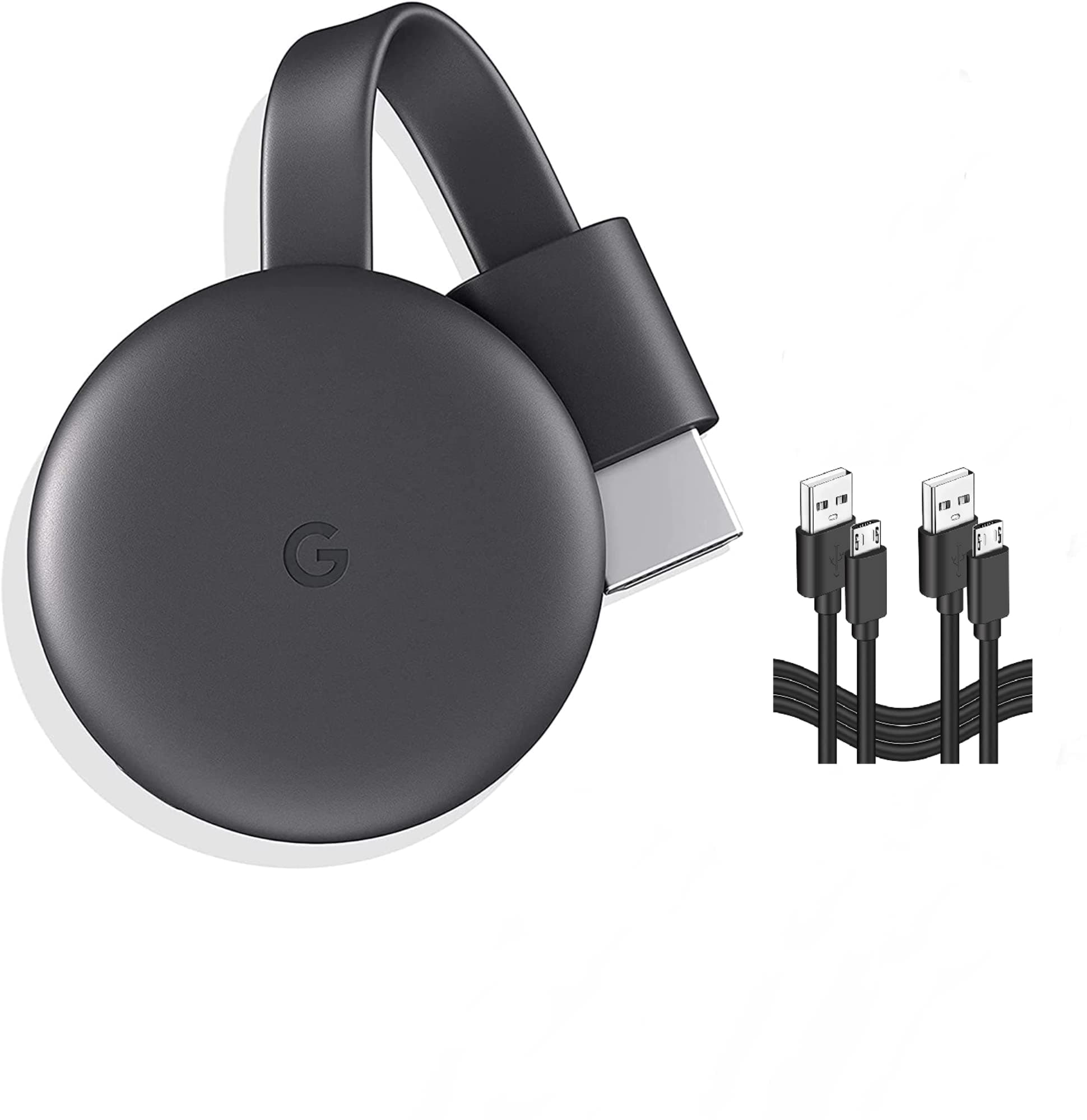Chromecast - Streaming Device with HDMI Cable - Stream Shows, Music, Photos, and Sports from Your Phone to Your TV with Extra Cable- Charcoal