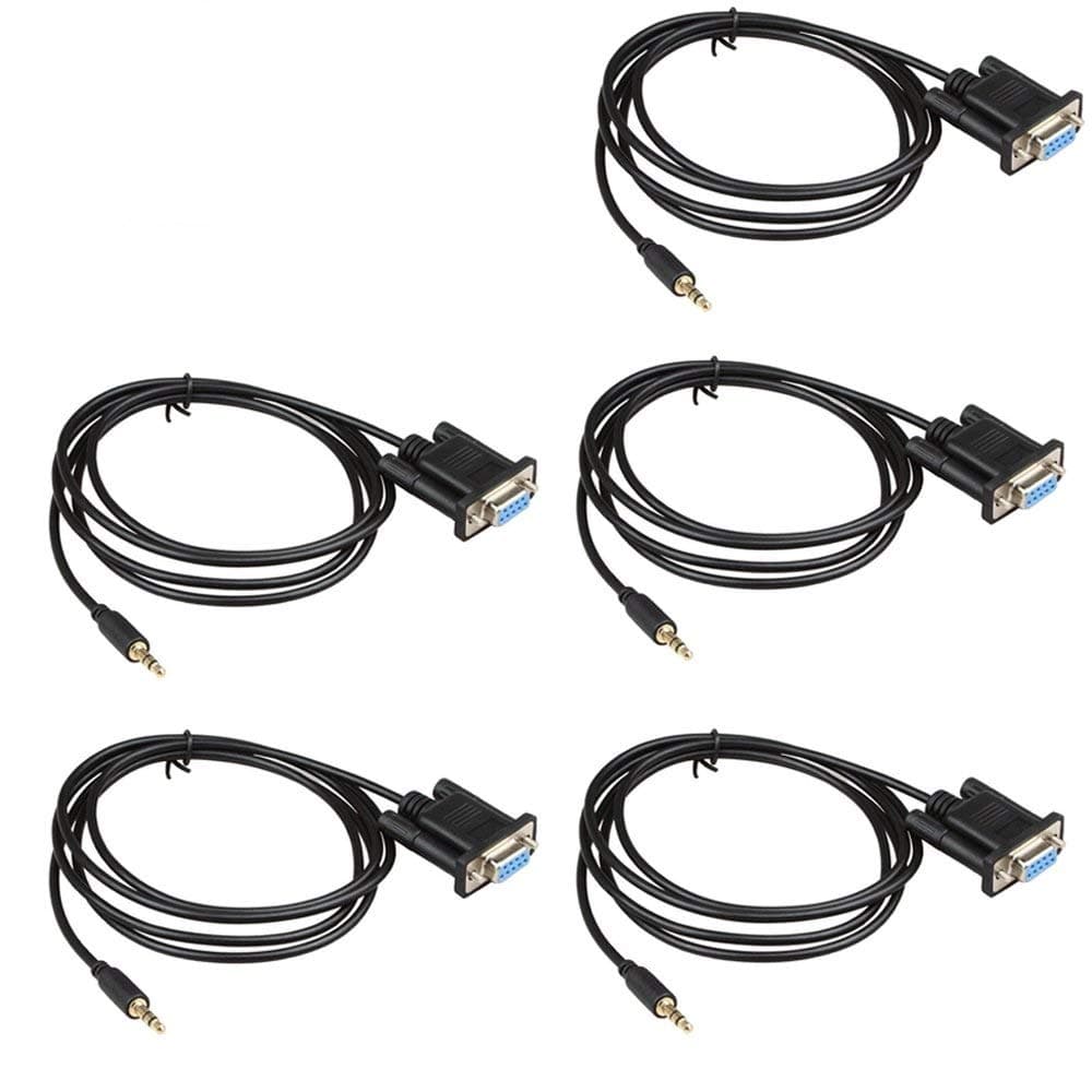 5Pack DB9Pin Female to DC3.5mm Serial Cable-6 Feet Black (5Pack)