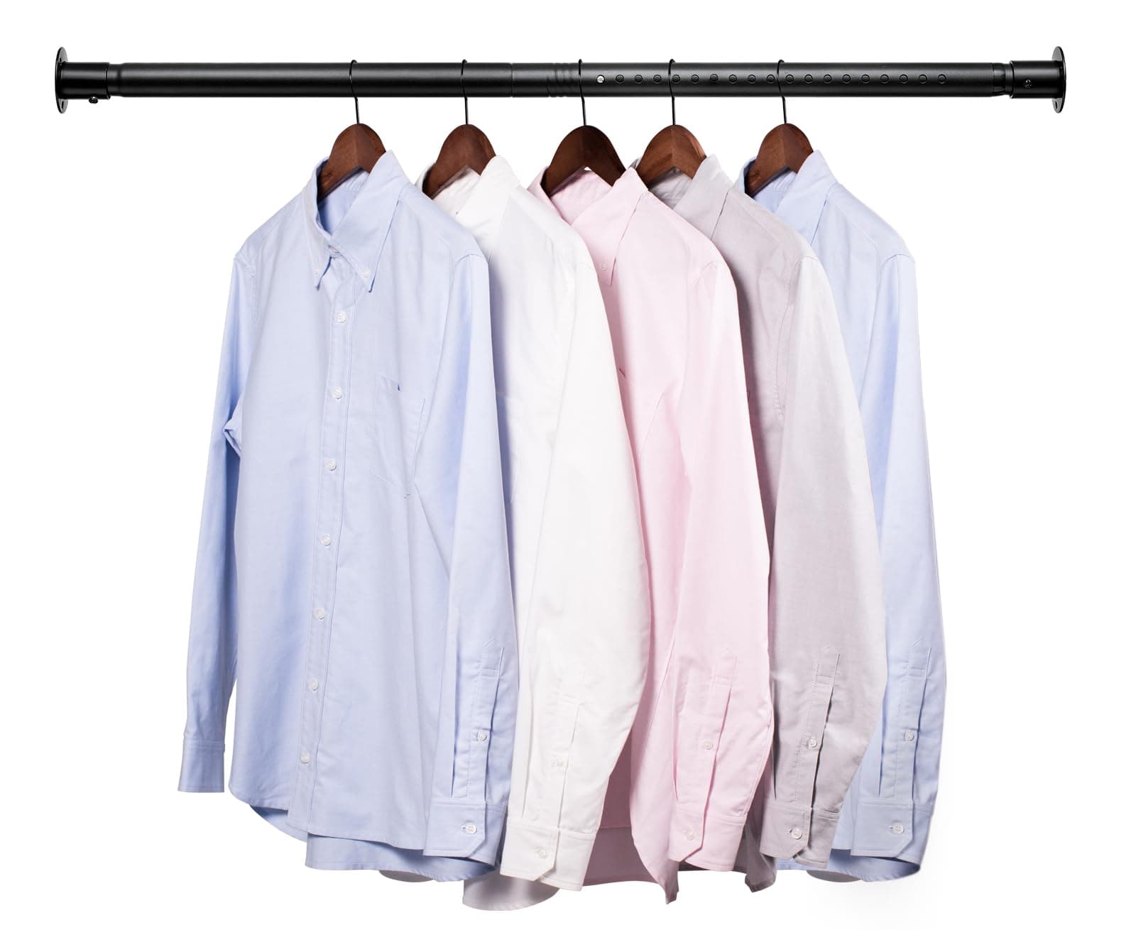 Closet Rod, 17 to 55 Inch Adjustable Closet Rods for Hanging Clothes Heavy Duty Closet Hanging Rod Metal Black Closet Poles for Wardrobes