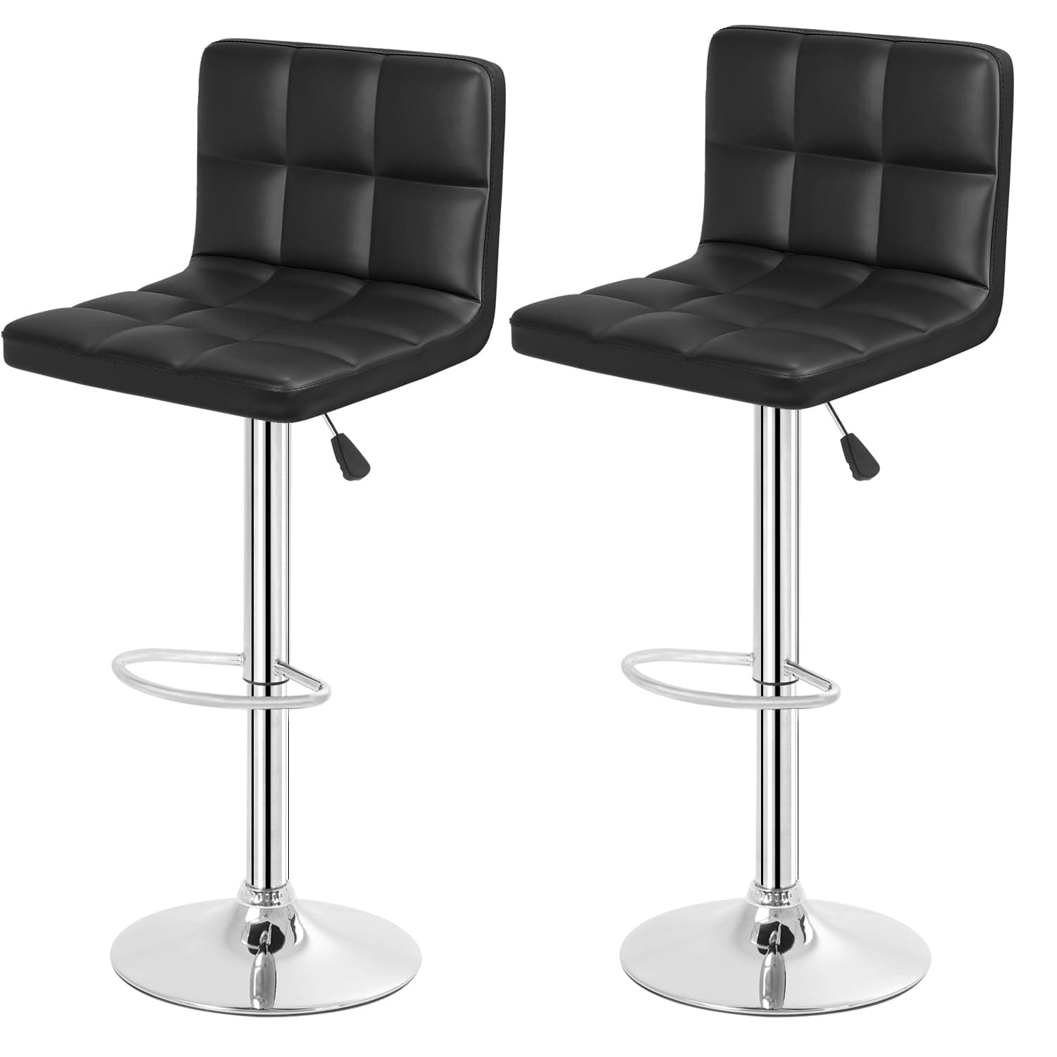 BestOffice Bar Stools Set of 2, Adjustable PU Leather Swivel Barstools, Moder...
