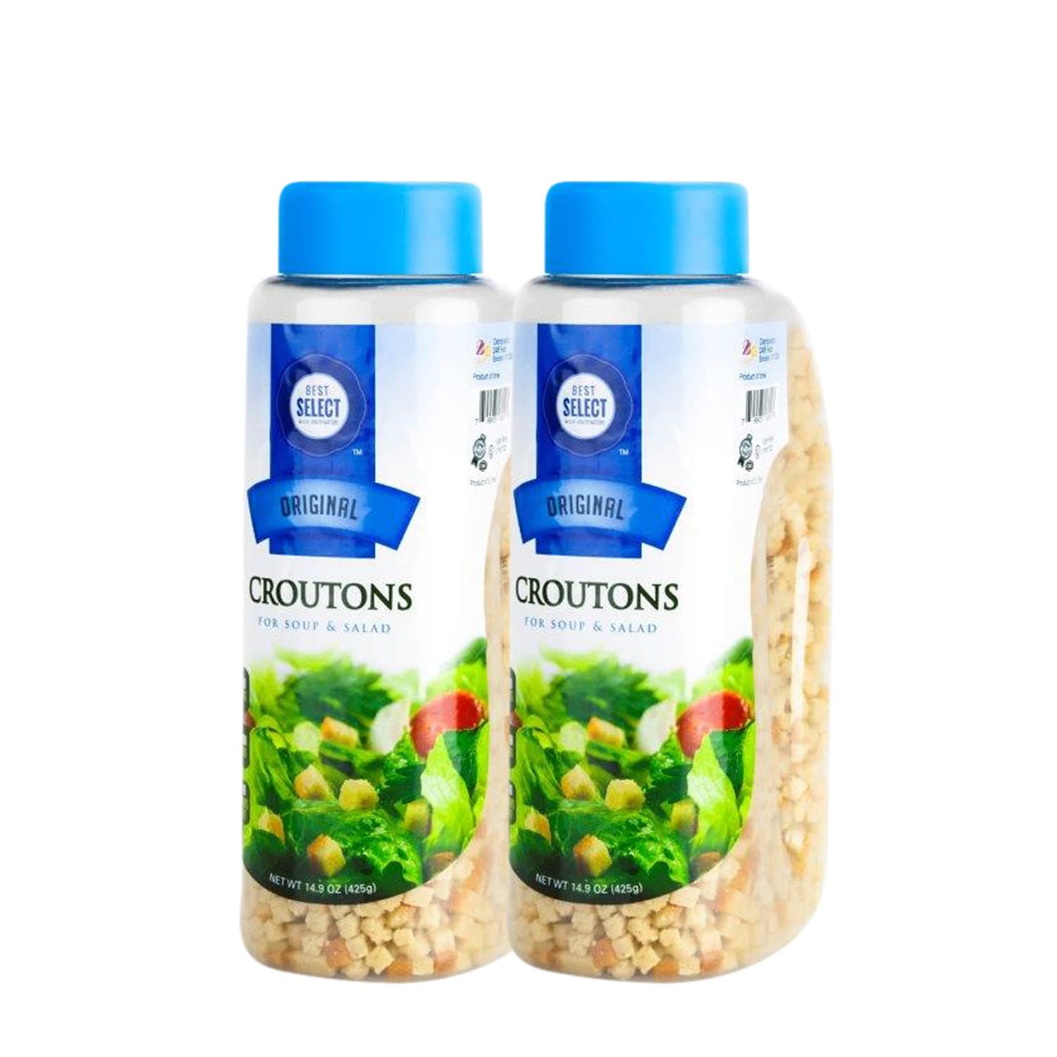 Best Select 2 Pack Mini Croutons for Salad & Soups 15 Oz Each - Original Flavor, Kosher Non Dairy Small Croutons - Resealable Container - Salad, Soup Croutons Add Delicious Crunch to Your Next Meal