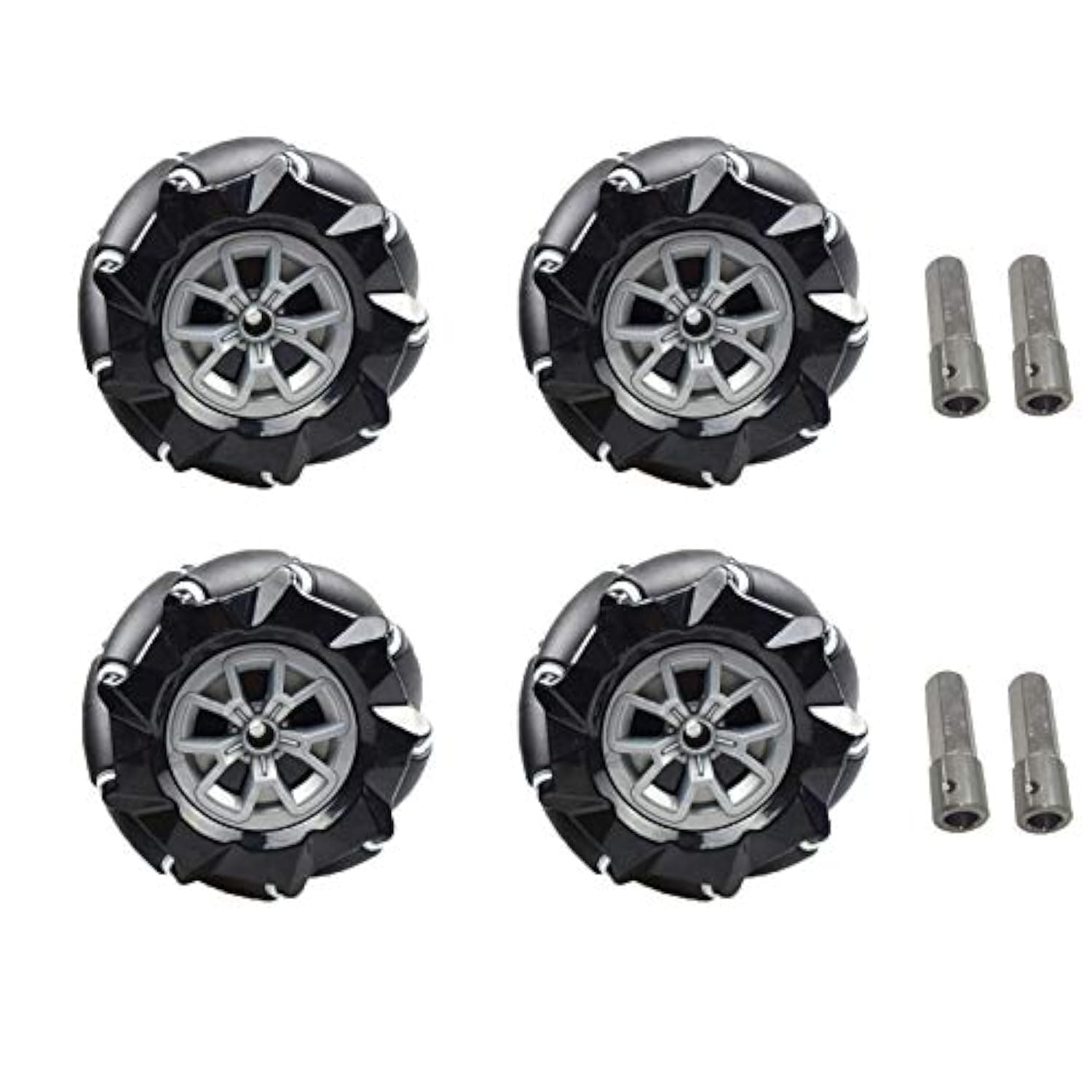 97mm Mecanum Wheel + 6mm Motor Coupling Motor Connector Kit, 5KG Load Omni Wheel for 2WD/ 4WD Smart Robot Car Chassis DIY for AGV Drift