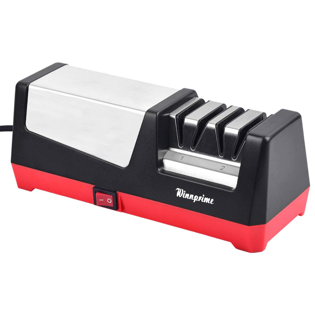 Electric Knife Sharpener, Professional 2-Stage Knife-Sharpening Station for Kitchen, Sharpening for Straight and Serrated 20-Degree Knives, Easy to Use