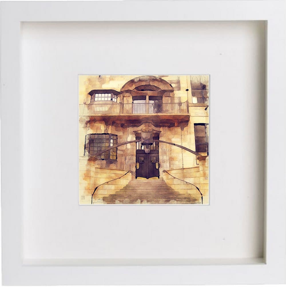 Wall Watercolour Print of The Glasgow School of Art 202, White, One Size