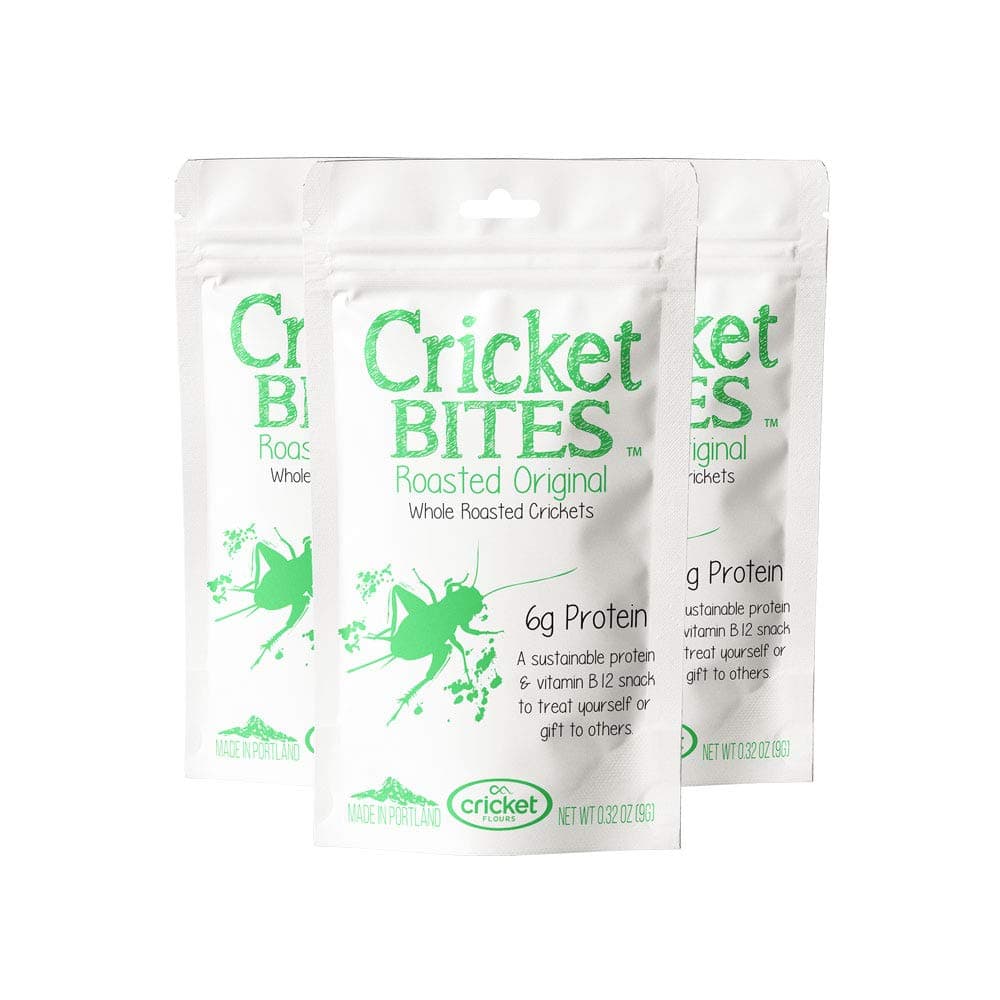 Cricket Bites: 3-Pack of Roasted Original Flavor Edible Insects (Made in Portland, Oregon) by Cricket Flours