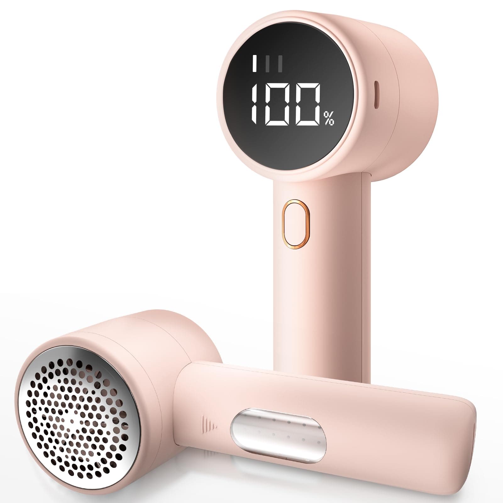 Fabric Shaver, Electric Lint Remover, Rechargeable Lint Shaver, Sweater Defuzzer to Remove Pilling, Battery Powered Depiller, 6-Blade, 3-Speed, LED Display for Clothes Furniture, Pink